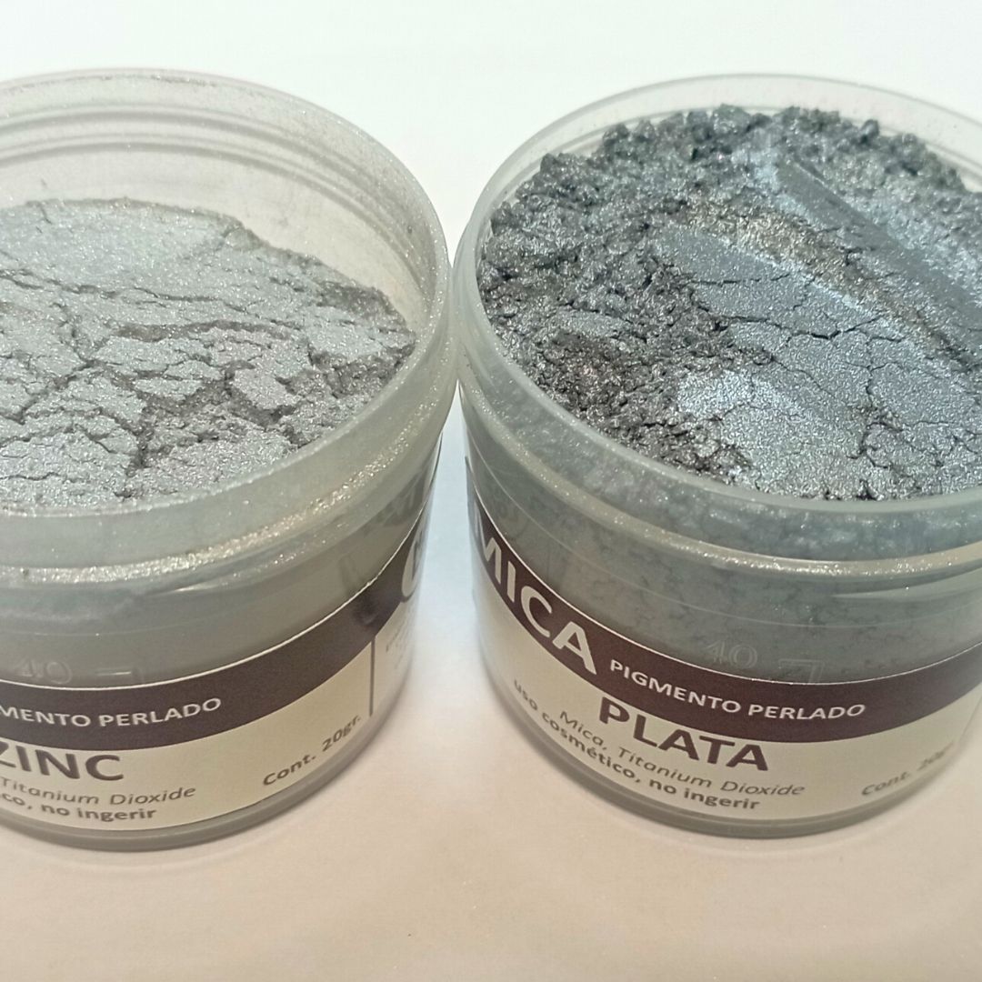 Colorante mica polvo para jabonería y cosmética plata perlado 20 gr.