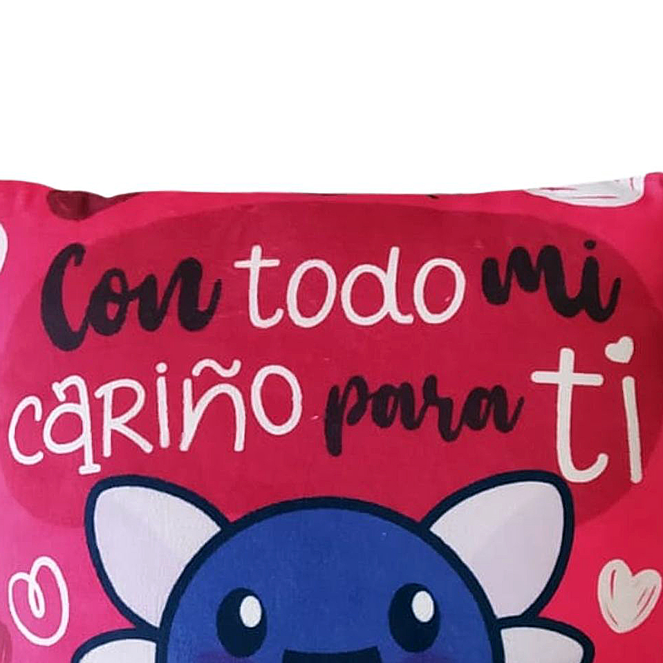 Cojín Decorativo Ajolote Todo Mi Cariño 36cm Axolotl Regalo Sirenas