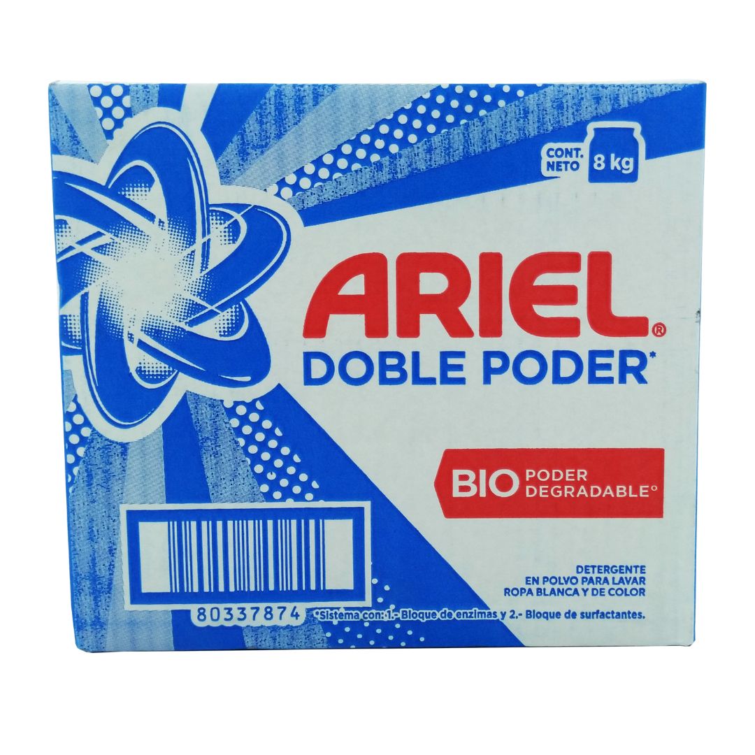 Detergente En Polvo Ariel Caja 8 Kg Doble Poder