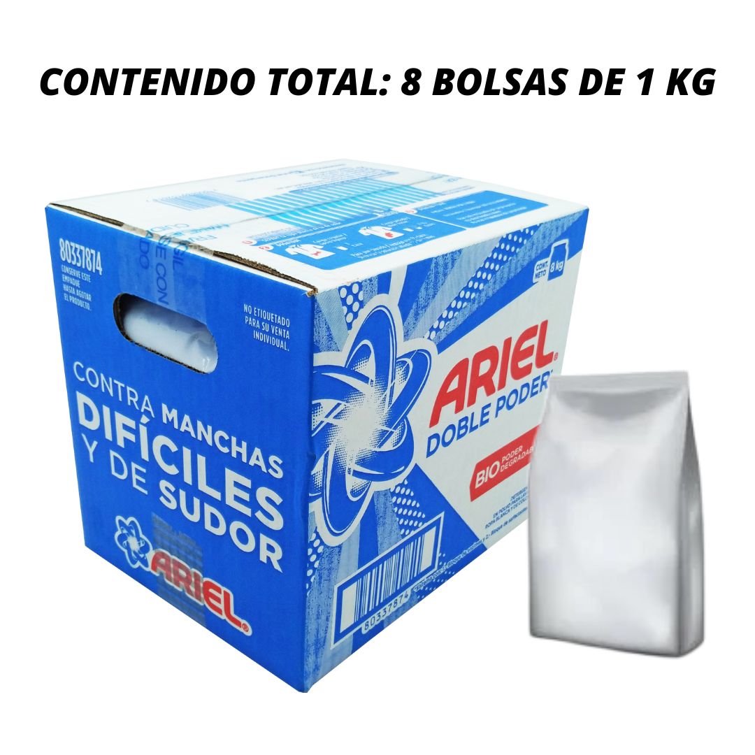 Detergente En Polvo Ariel Caja 8 Kg Doble Poder
