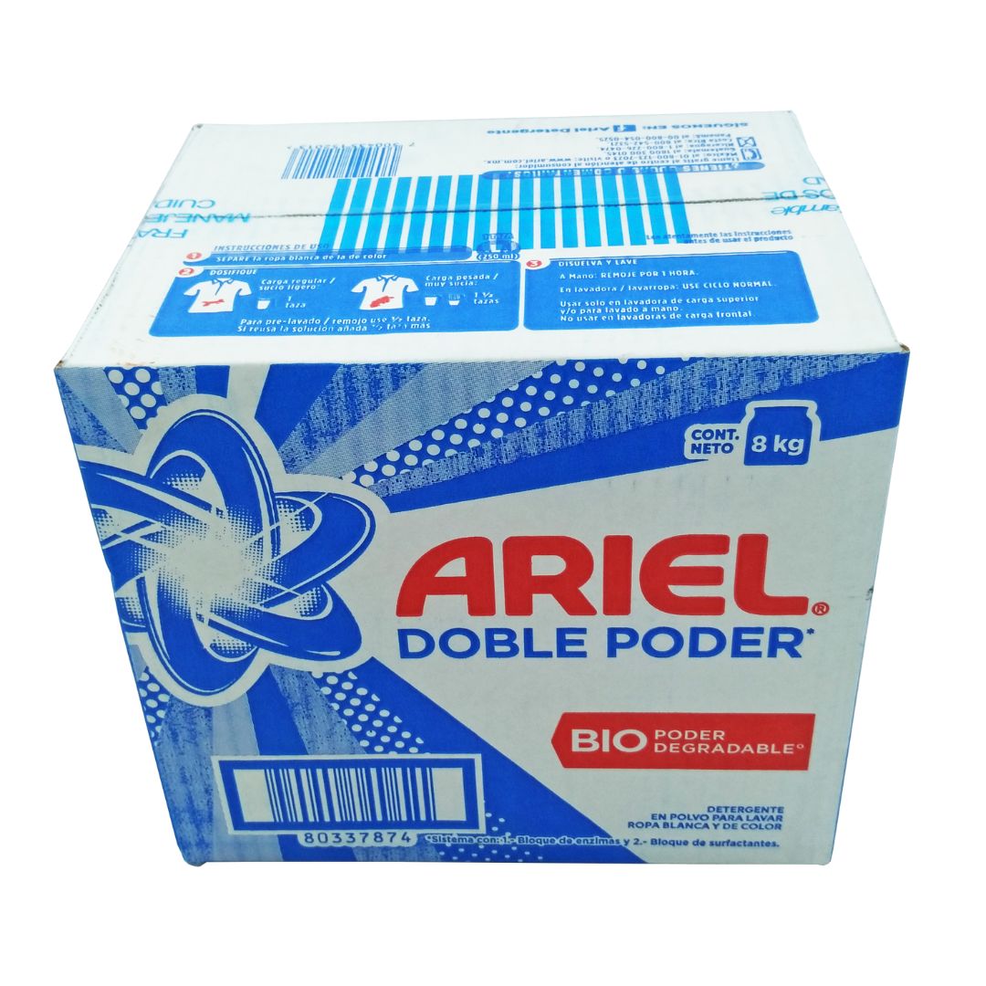 Detergente En Polvo Ariel Caja 8 Kg Doble Poder