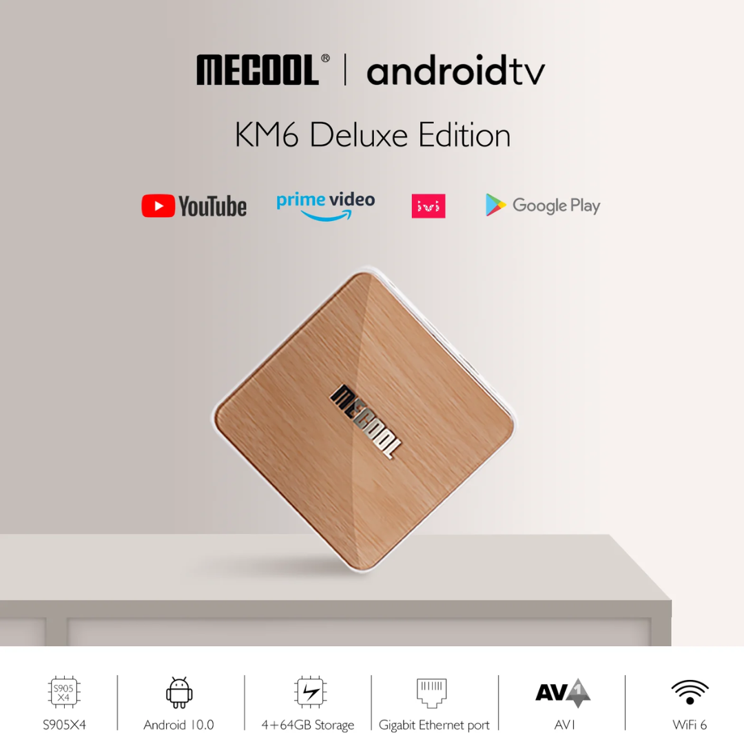 KM6 Deluxe Android TV Box Prime Video certificada por Google y Chromecast