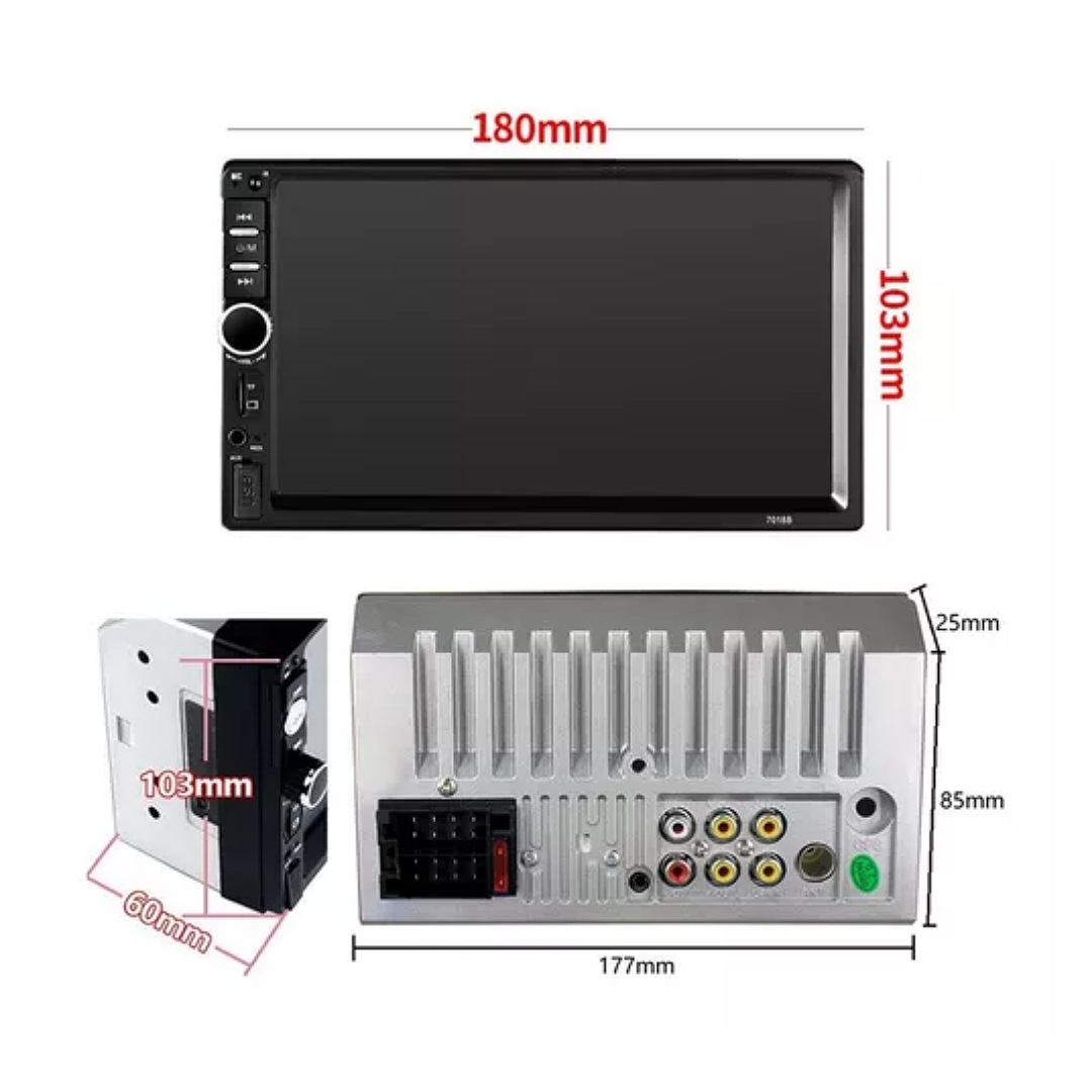 Auto Estéreo Táctil Bluetooth Mirrorlink Usb Fm Aux Cámara