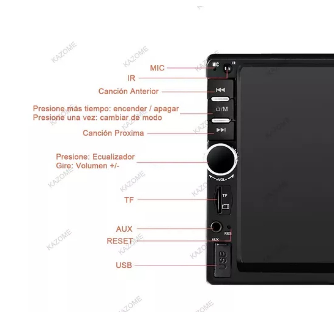 Auto Estéreo Táctil Bluetooth Mirrorlink Usb Fm Aux Cámara