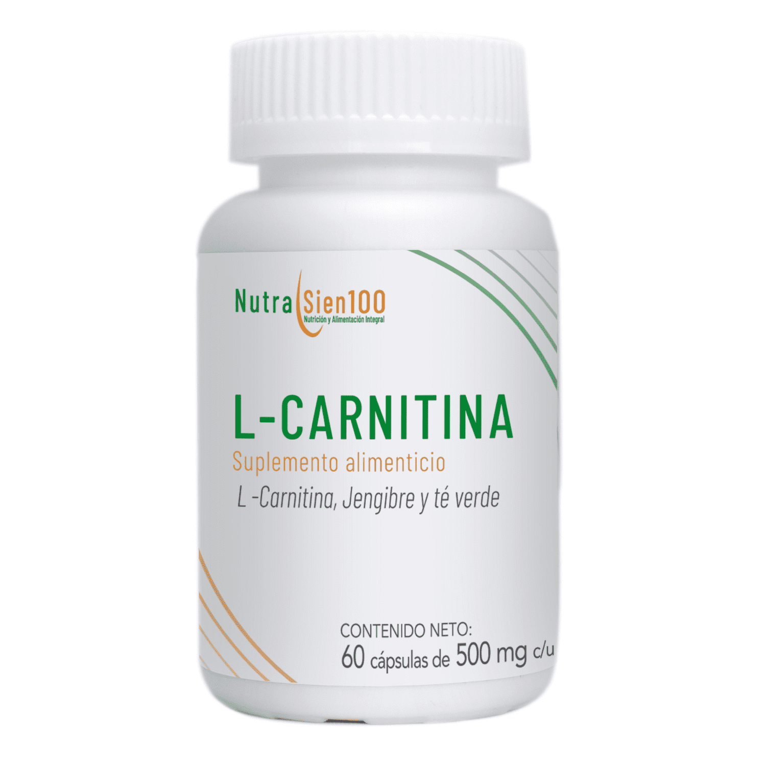 Nutrasien100 L carnitina cápsulas con jengibre y té verde. Termogénico. Pre entreno. Keto. Apto para hombres y mujeres. 60 cápsulas=60 días.