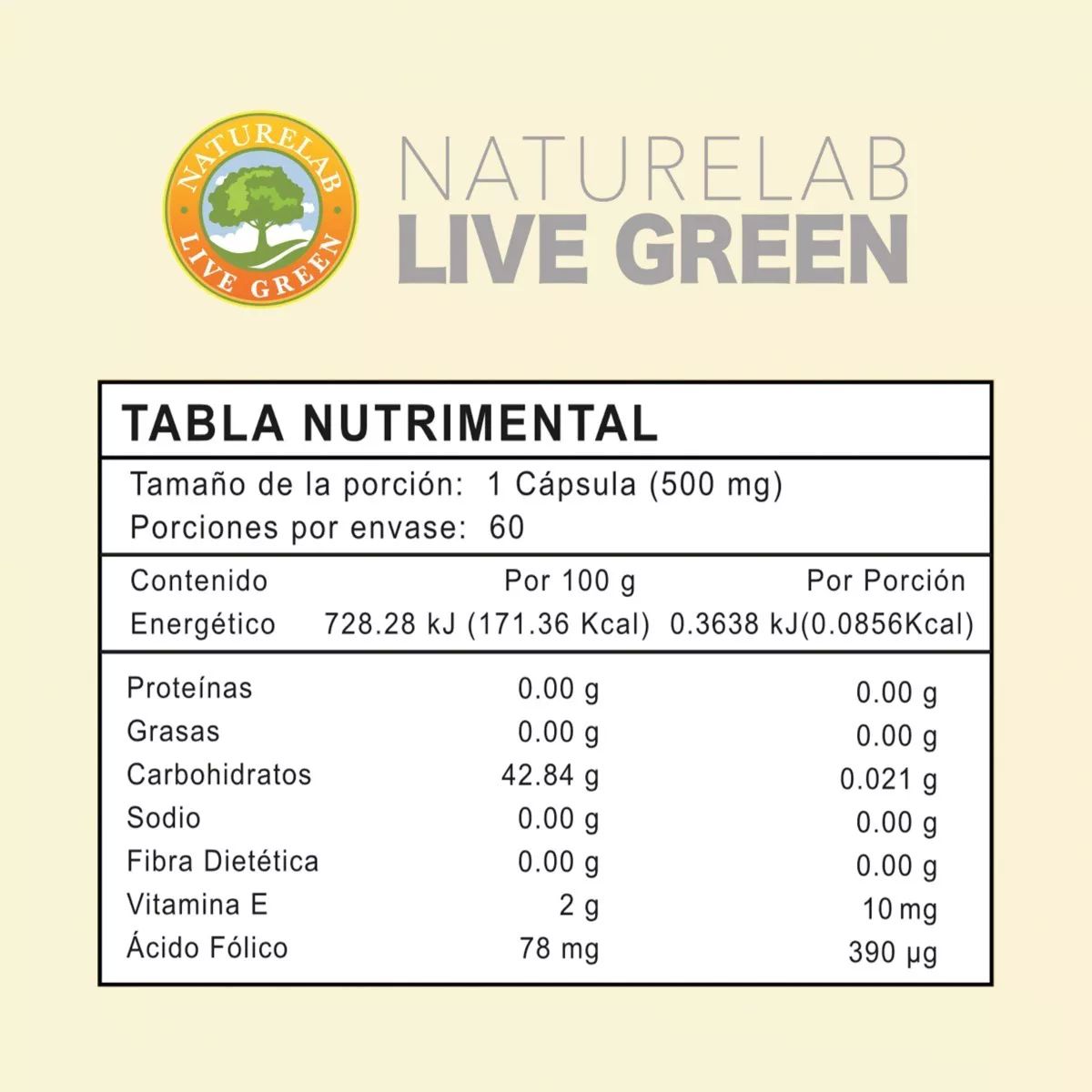 Ácido Fólico y Vitamina E Suplemento Alimenticio 60 cápsulas NATURELAB sin sabor