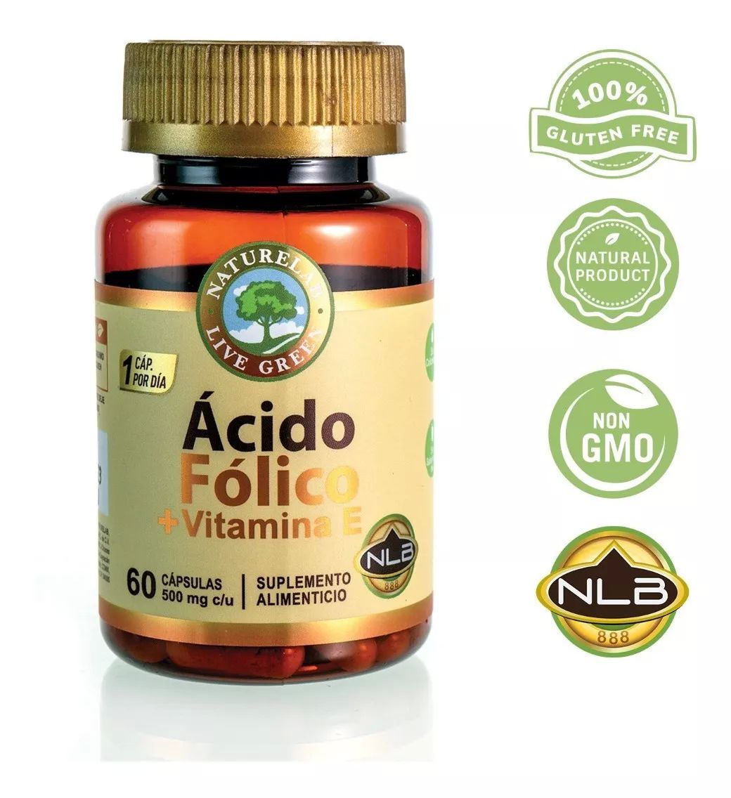 Ácido Fólico y Vitamina E Suplemento Alimenticio 60 cápsulas NATURELAB sin sabor