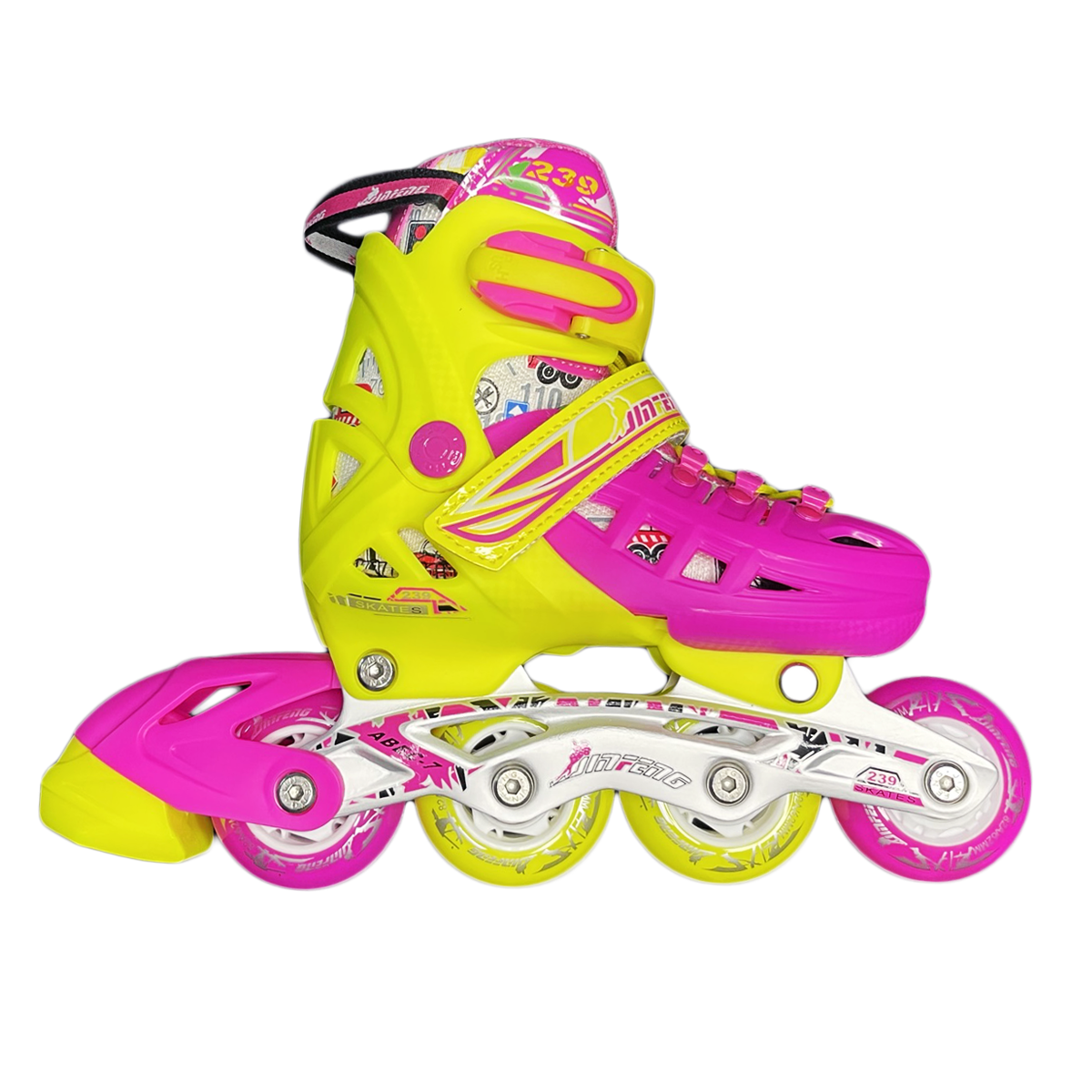 Patines Ajustables Rosa Infantiles Para Calle Con Freno Con Mochila