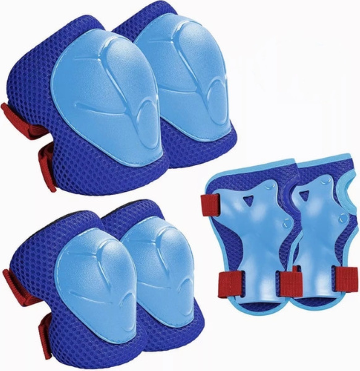 Kit De Protección Coderas De Rodilla Muñeca Ajustable 3-9 años Azul