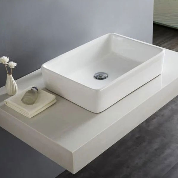 Lavabo de Cerámica Blanco cuadrado de sobreponer