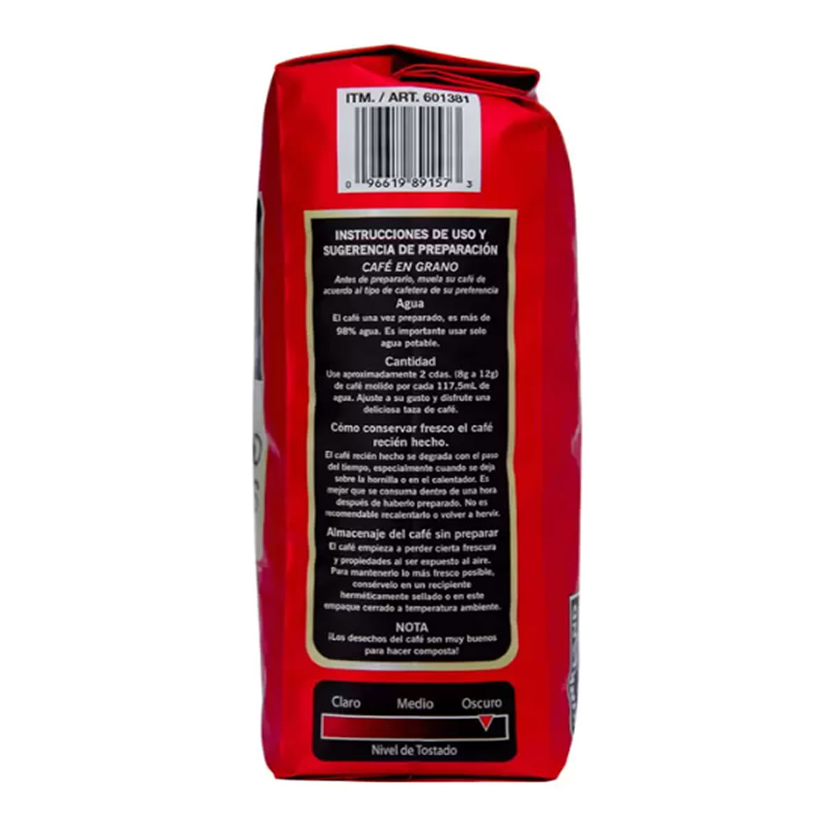 Café Gourmet Tostado Francés en Grano Kirkland Signature 1kg