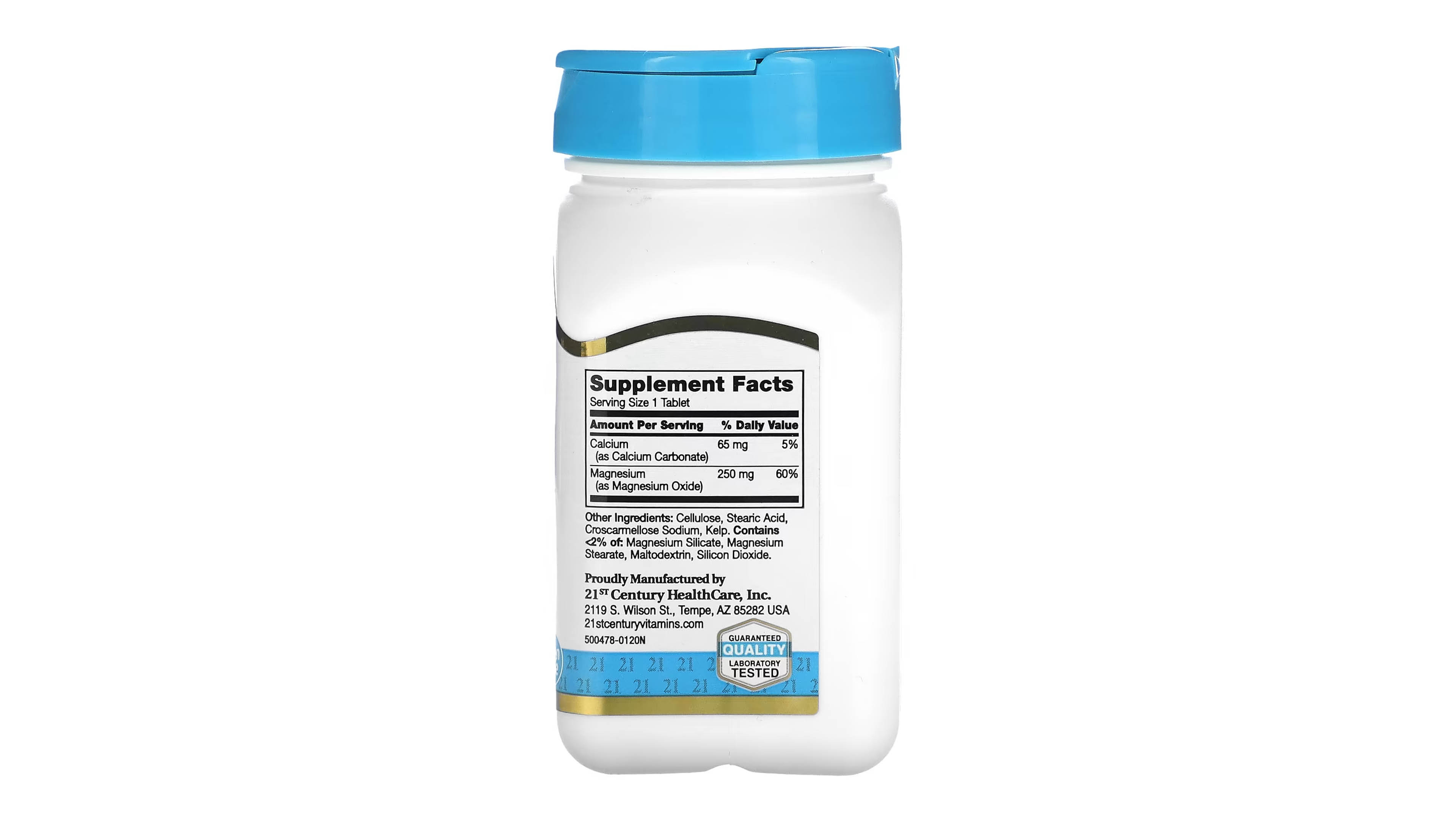 Magnesio Magnesium 250 Mg 110 Tabs + Calcio 65 Mg Century 21