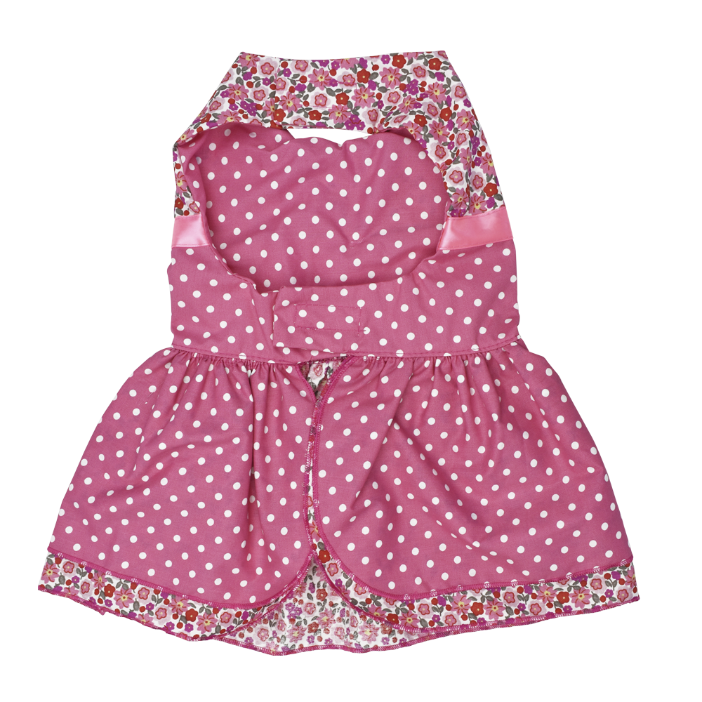 Fancy Pets vestido rosa con puntos vlancos y flores para perros mediano