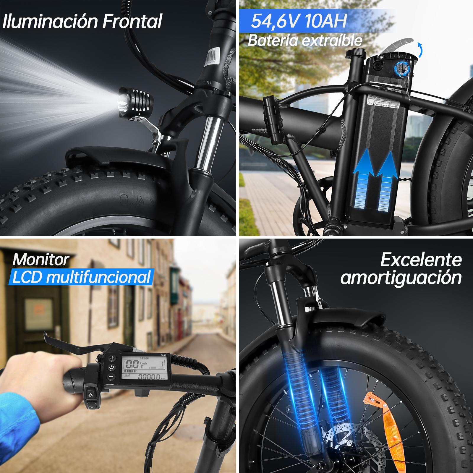 Bicicleta Eléctrica Plegable Honey Whale F6 Negro