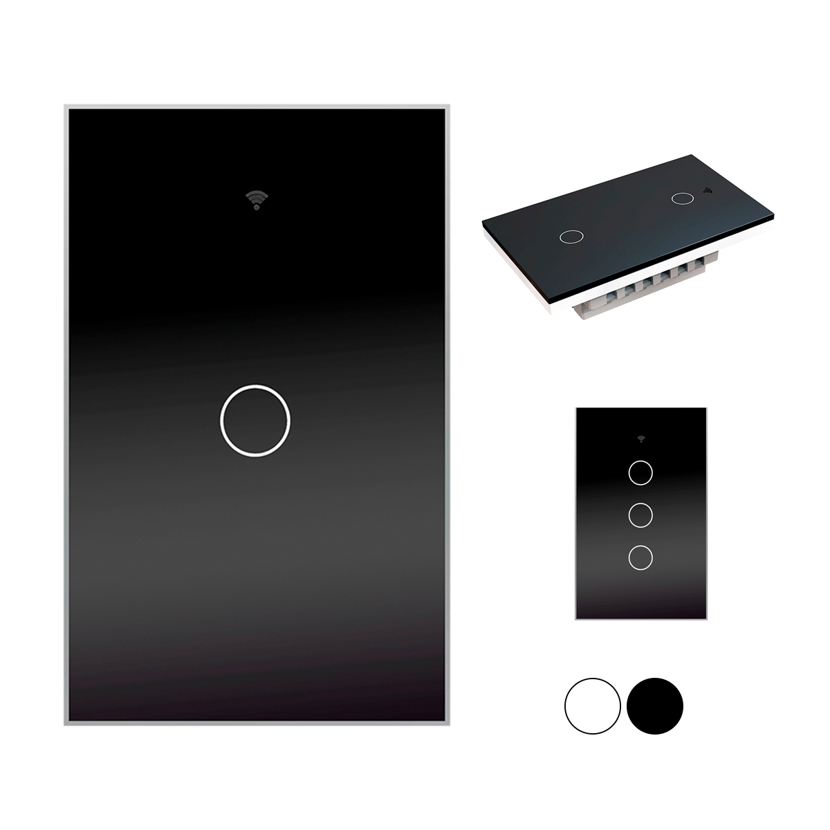 Interruptor de luz de pared inteligente WIFI  1 via, apagador inteligente Smart Switch, control remoto de luz vía celular, panel táctil de vidrio o voz al ser compatible con Alexa, Google home y Smart Life (2.4 Wifi).