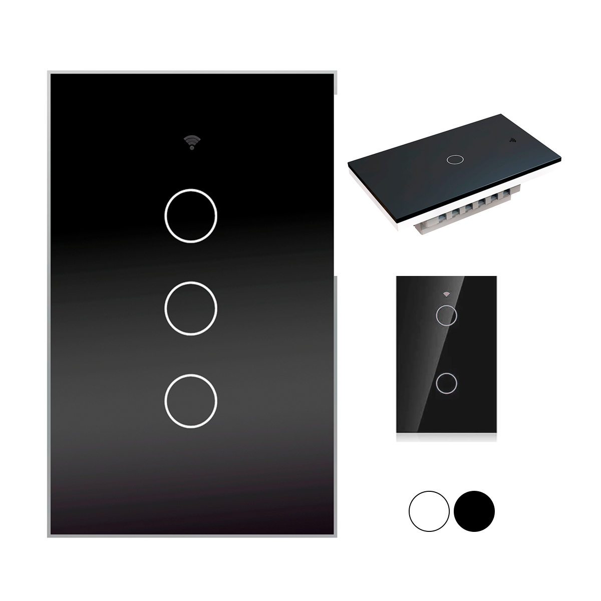 Interruptor de pared inteligente WIFI (3 vias) apagador inteligente Smart Switch, control remoto de luz vía celular, panel táctil de vidrio o voz al ser compatible con Alexa, Google home y Smart Life (2.4 Wifi).
