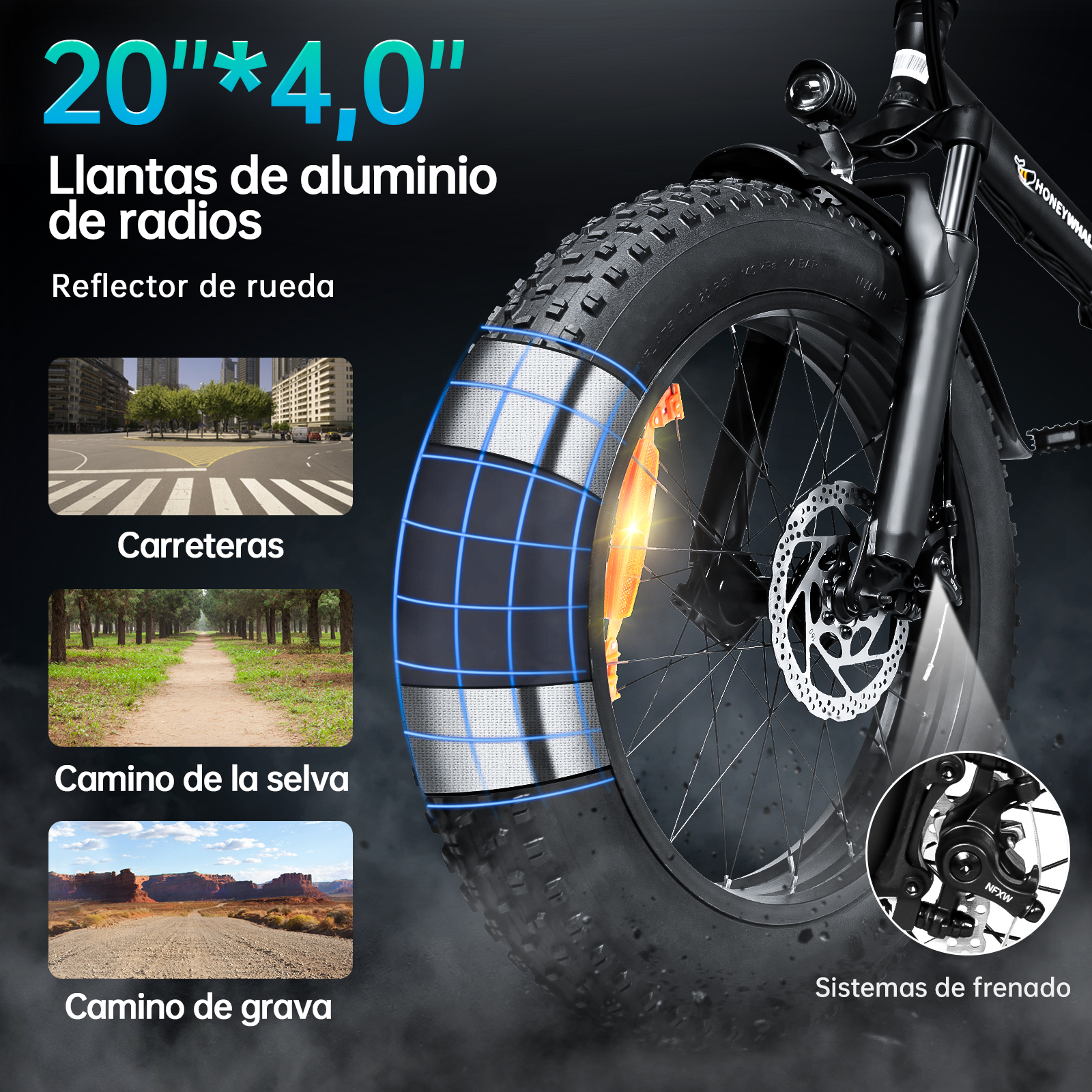 Bicicleta Eléctrica Plegable Honey Whale F6 Negro