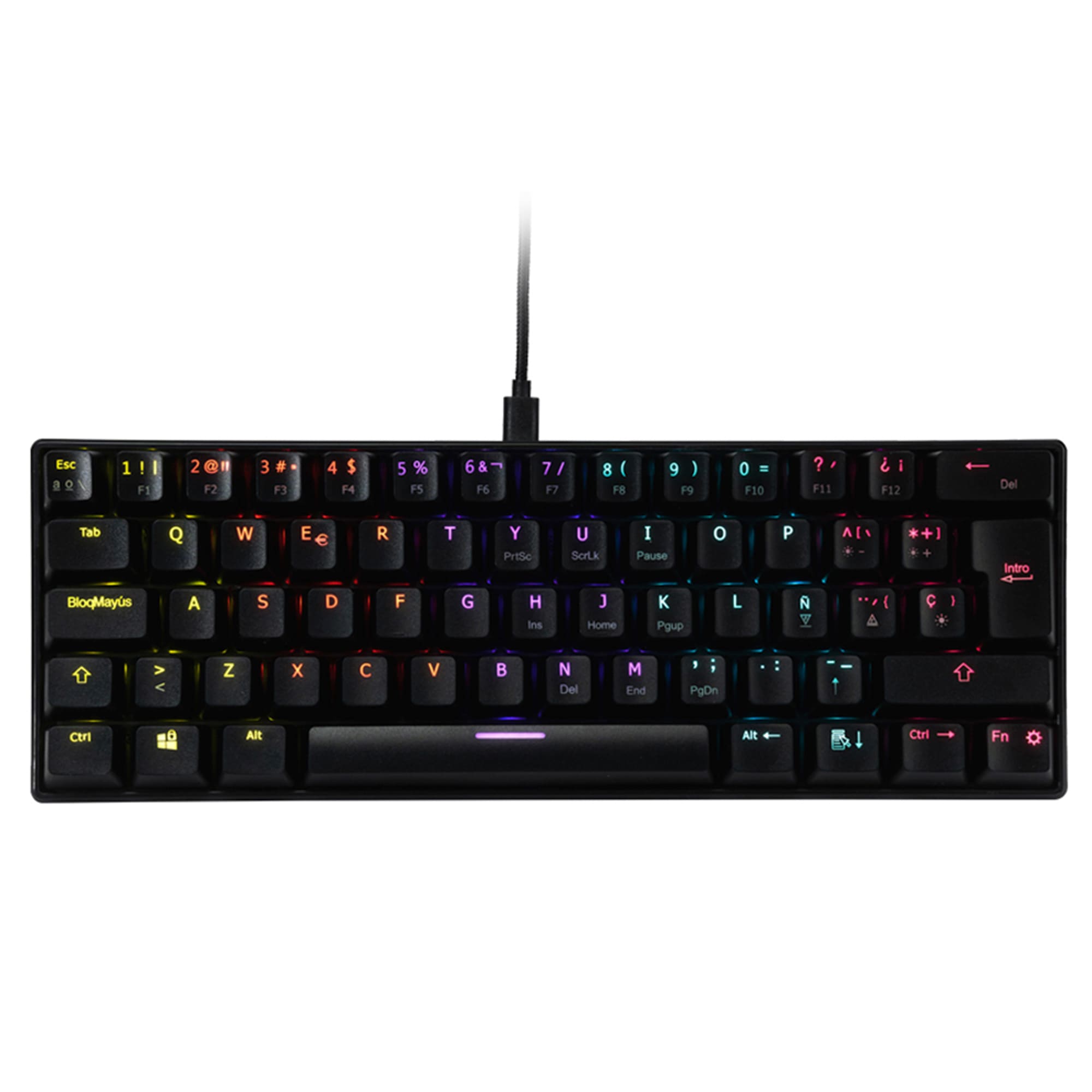 Teclado Mecánico, Ocelot Gaming OGMK03, USB, RGB, 60%, Negro.