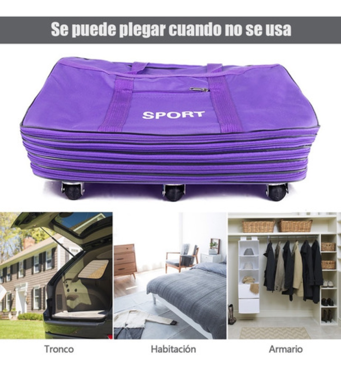 Bolsa De Viaje Deportiva De 45 Pulgadas Con Ruedas Morada