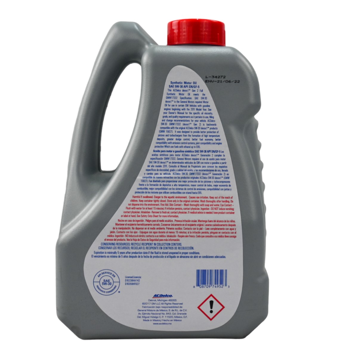 Aceite sintético 5w 30 para motor a gasolina ACDelco original 