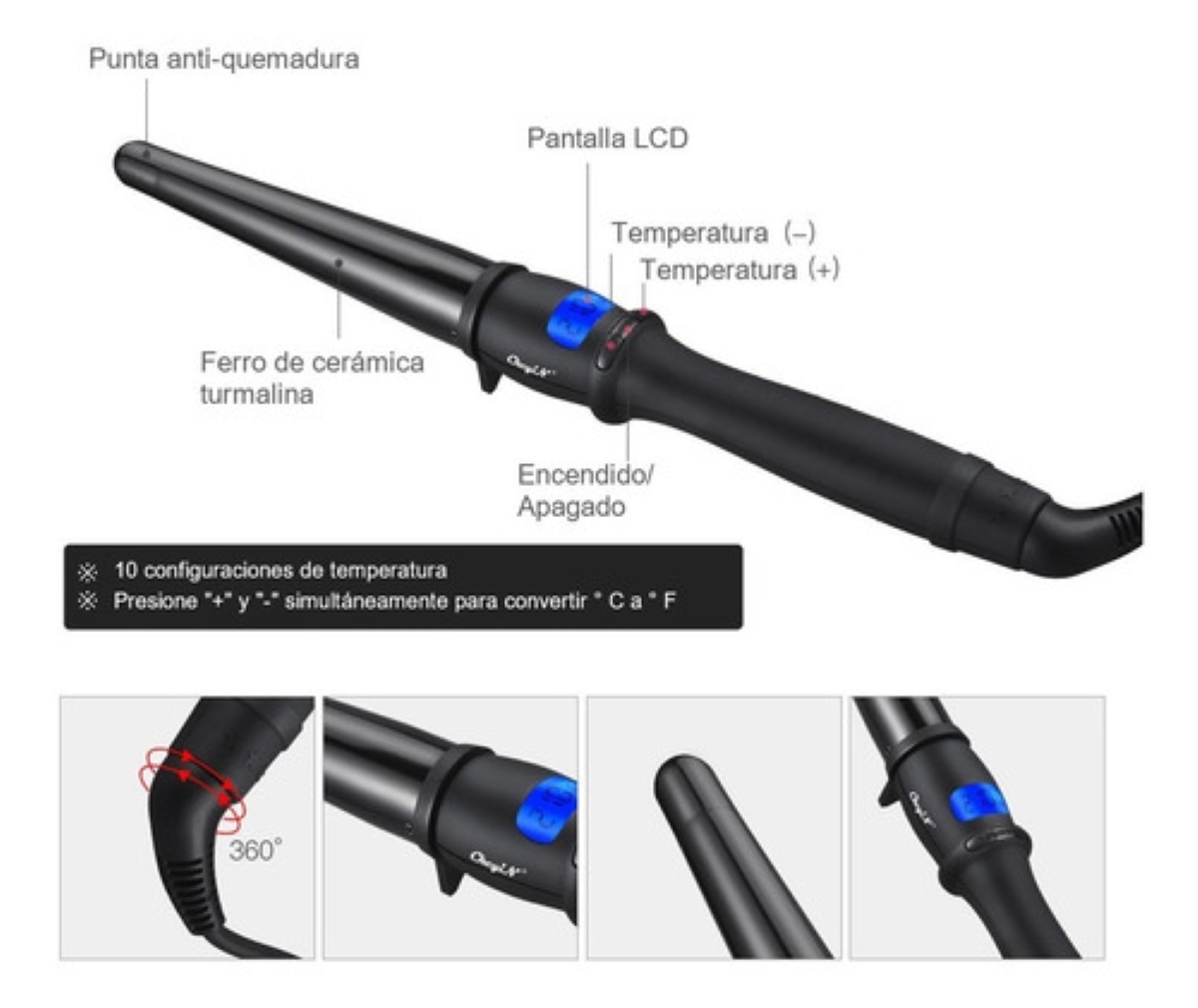 Rizadora Onduladora De Cabello Para Ondas De 25 - 32mm negro