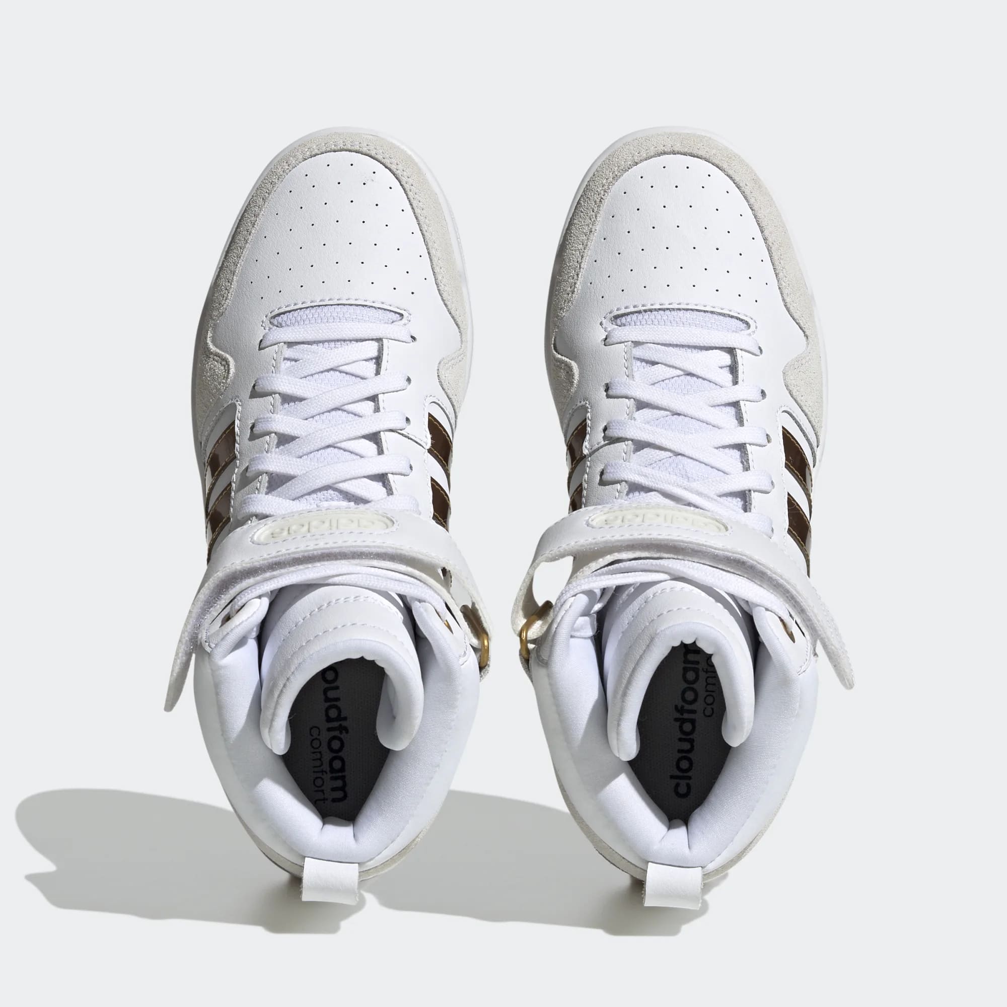 Tenis Bota Adidas Postmove Mid Blanco Bronce de Dama Original