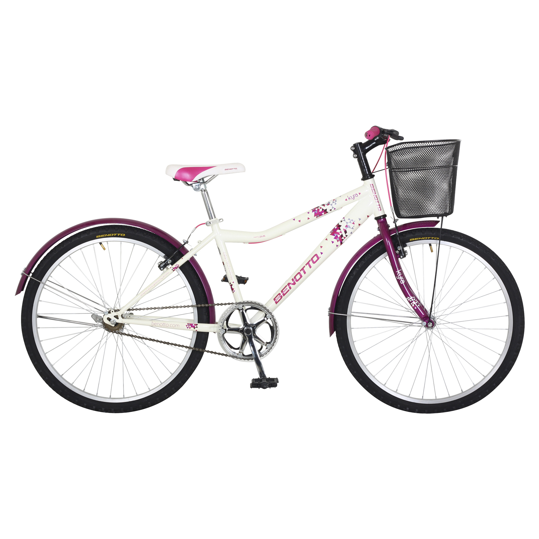 Bicicleta BENOTTO Montaña KYRA R26 Acero 1V.  Blanco/Rosa Metalico Mujer