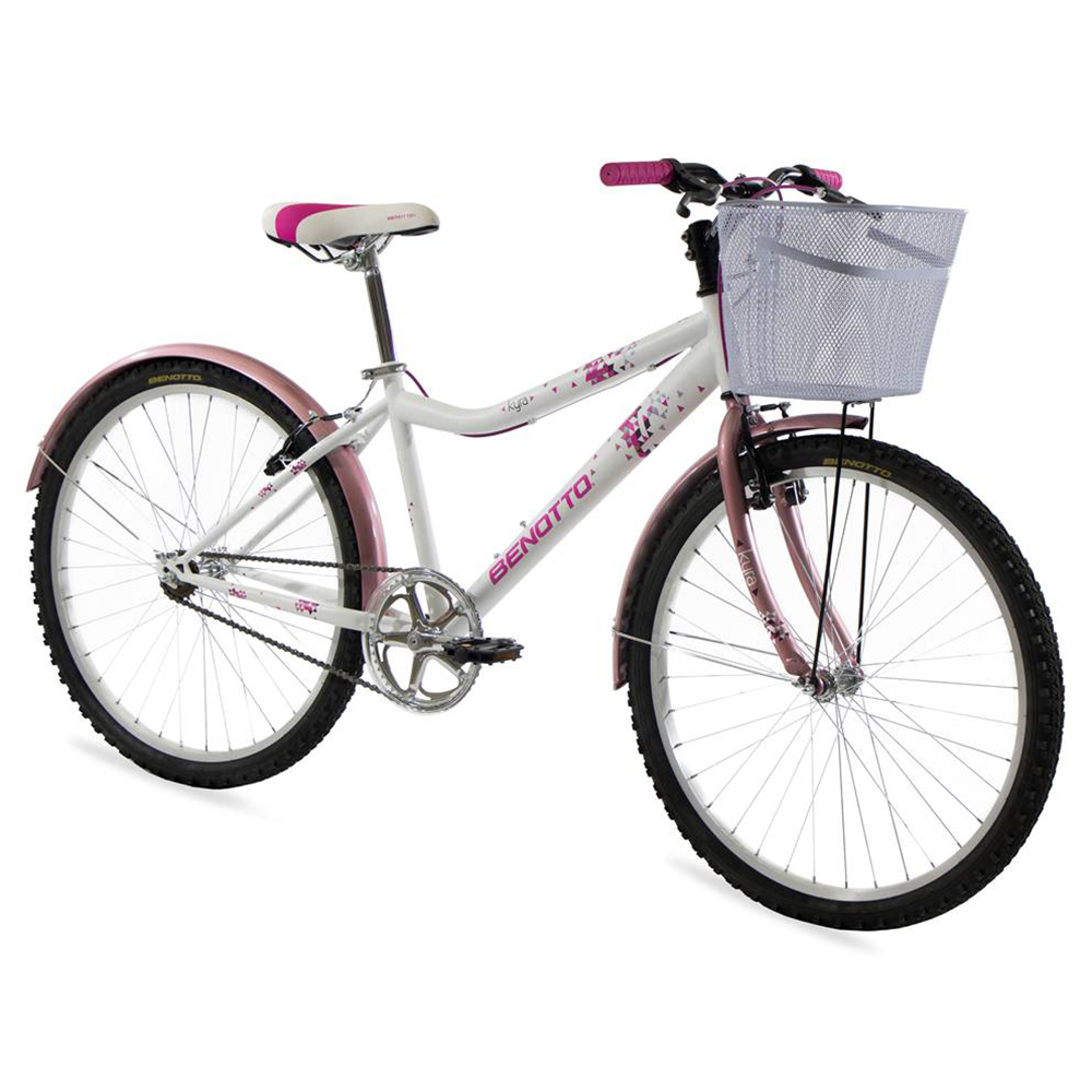 Bicicleta BENOTTO Montaña KYRA R26 Acero 1V.  Blanco/Rosa Metalico Mujer