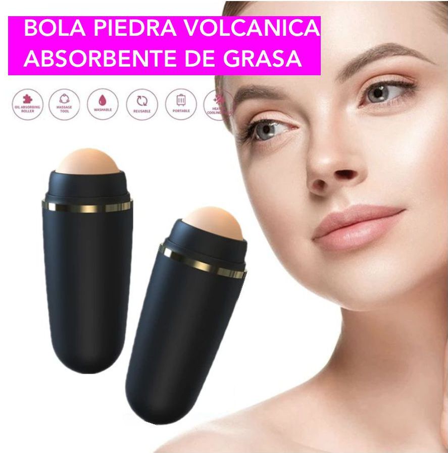 Rodillo  Facial Anti-Brillo Grasa Poros Piedra Volcanica