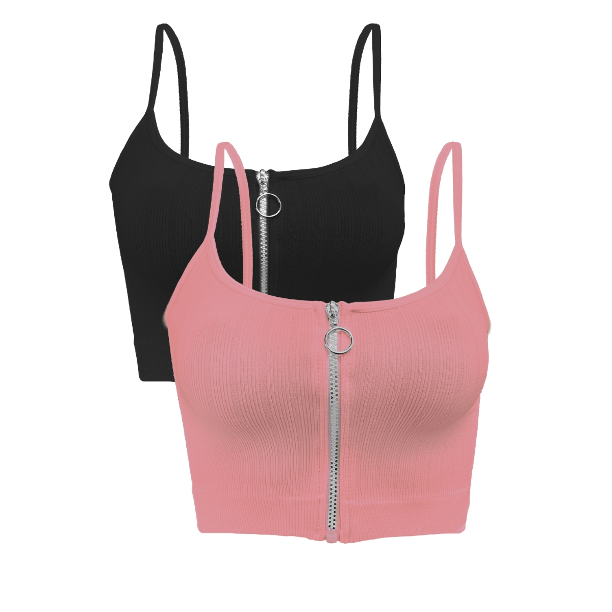 Pack de 2 Crop Top Dama Blusa Bralette Ombliguera De Cierre 