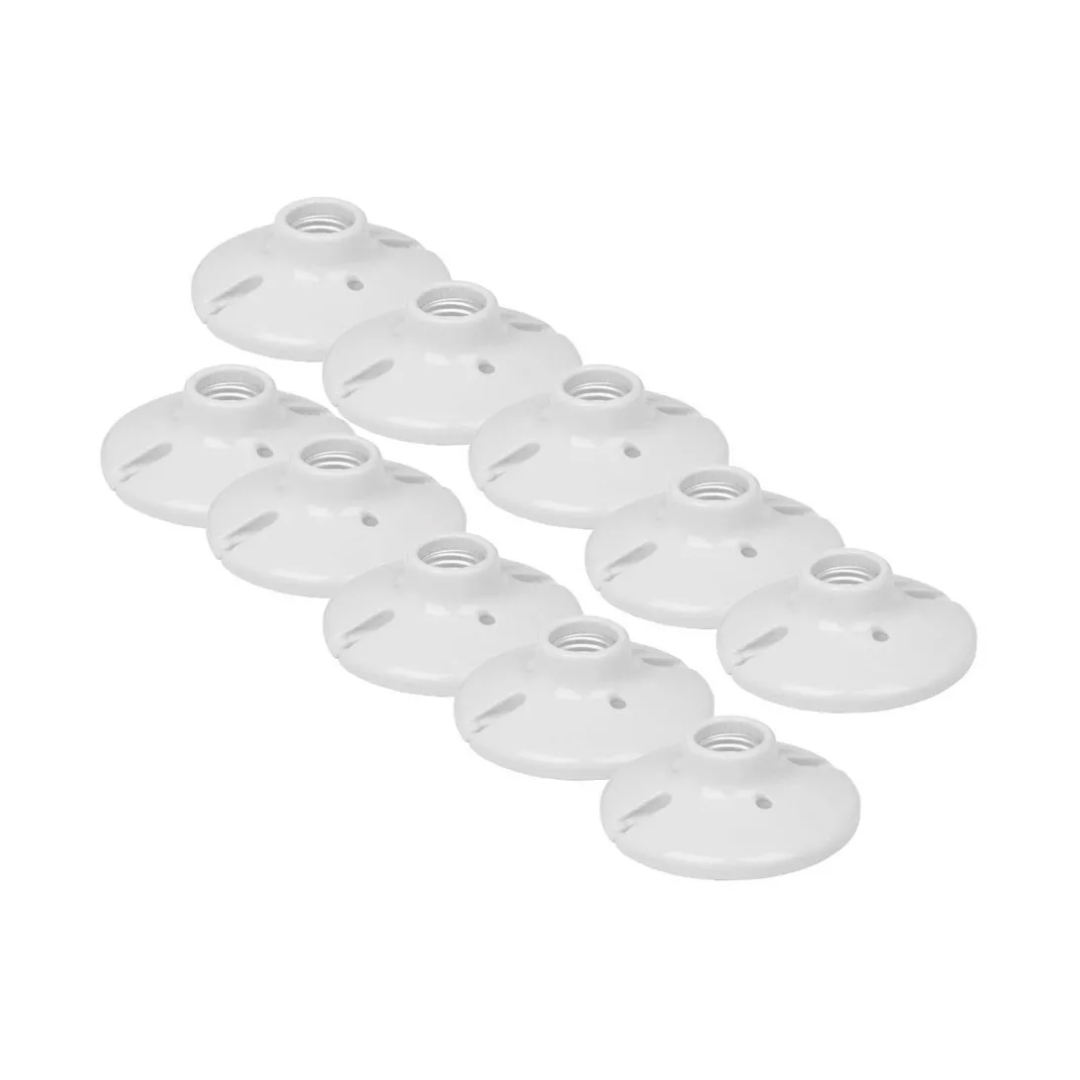 Kit De 10 Portalámparas Socket De Porcelana 4-1/2', Redondos