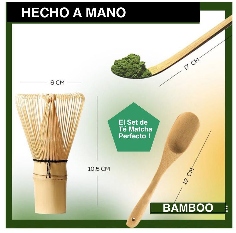Kit Preparacion Matcha Te Verde Batidor Chasaku Bambu
