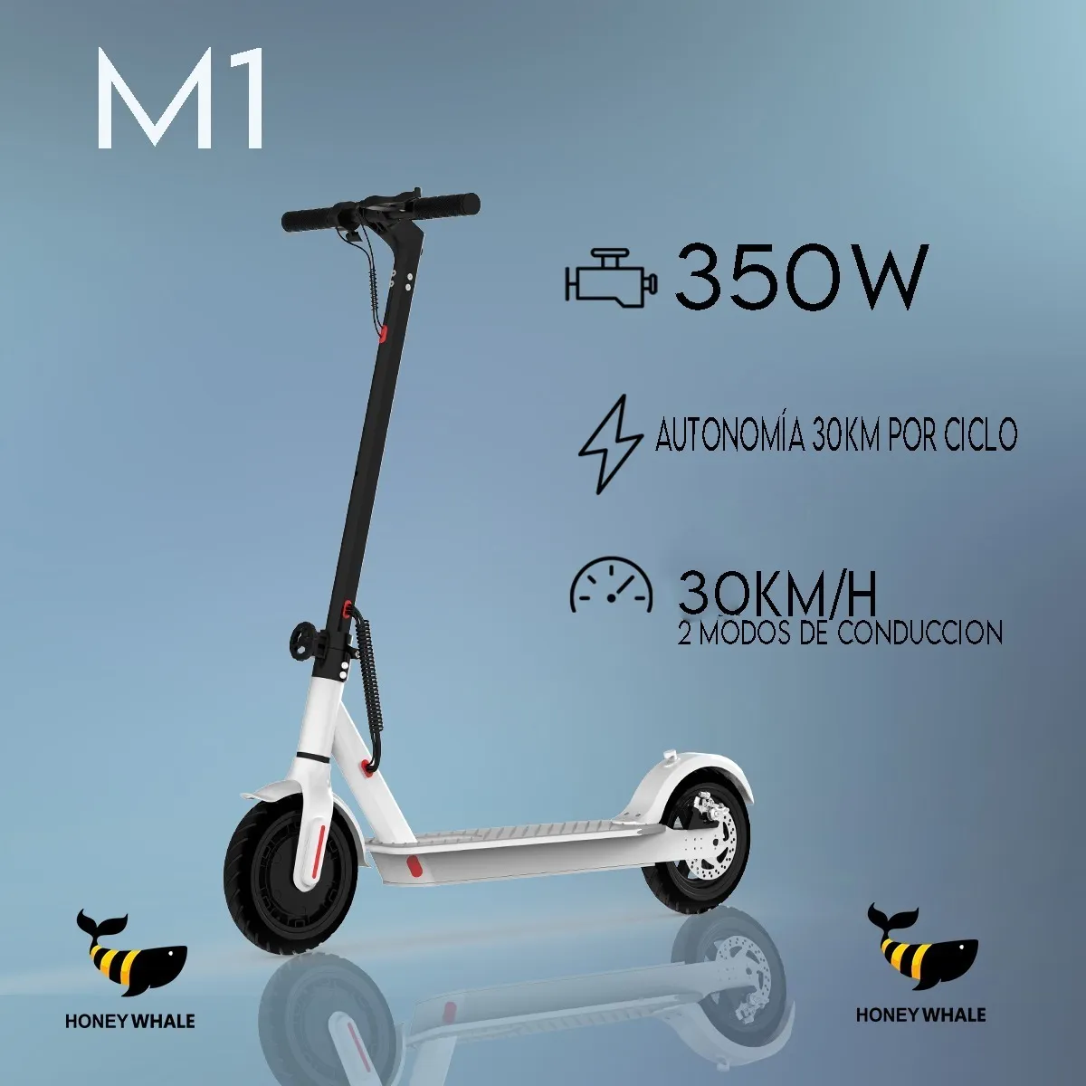 Scooter Eléctrico Honey Whale M1 PRO Blanco