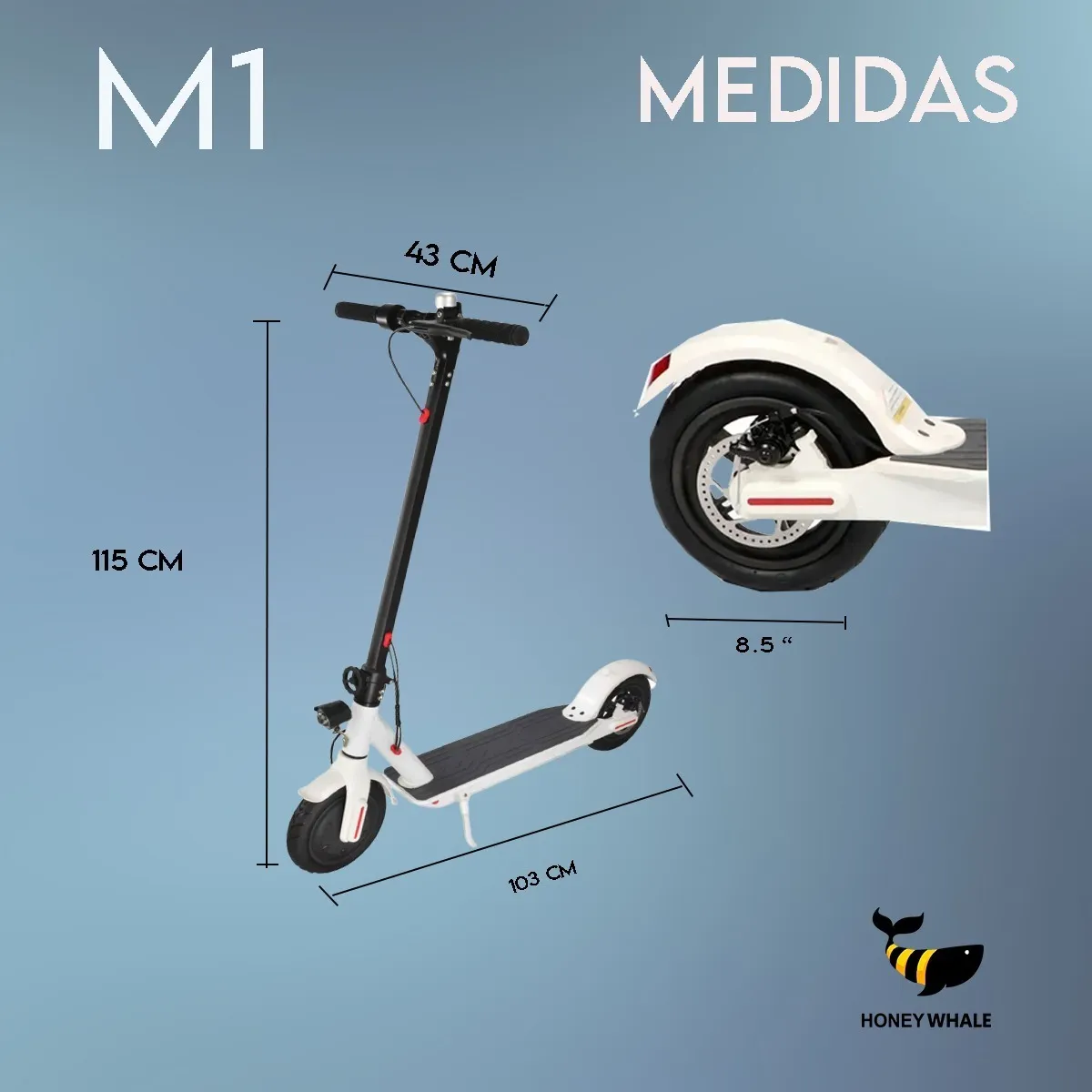 Scooter Eléctrico Honey Whale M1 PRO Blanco
