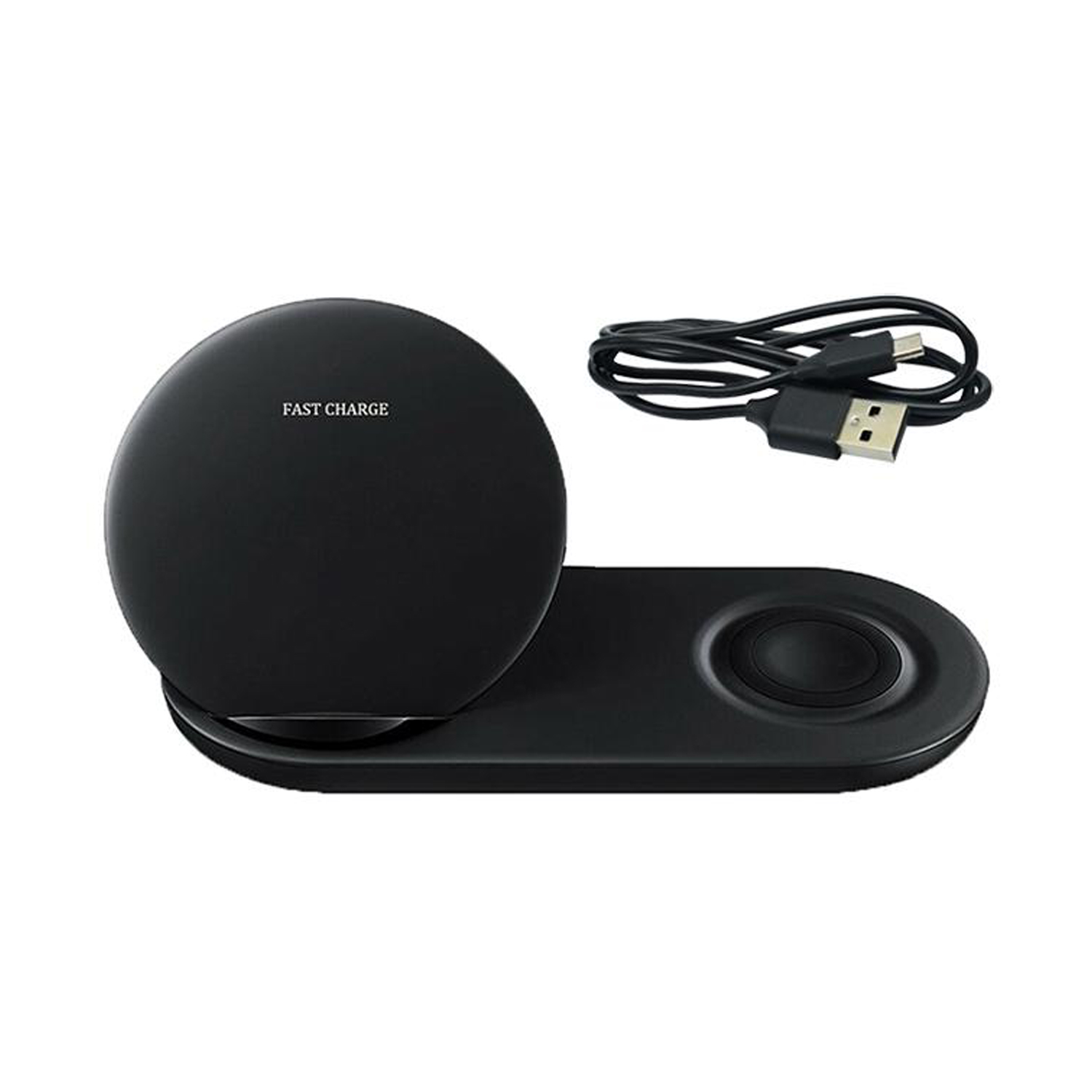 Cargador Soporte Para Celular MXRSH-002-2 Entrada 9V 1A Qi Negro Cable USB Incluido Tipo C, RoundStand