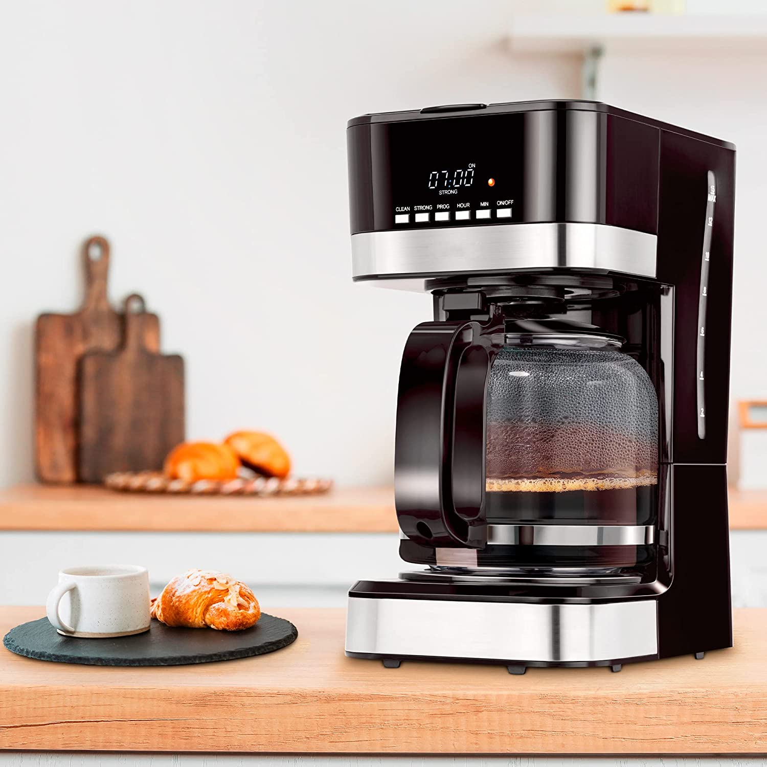 Masterchef by Hukën Cafetera inteligente 12 tazas Programable Pantalla digital 900 W Modelo MK-DCM-12P