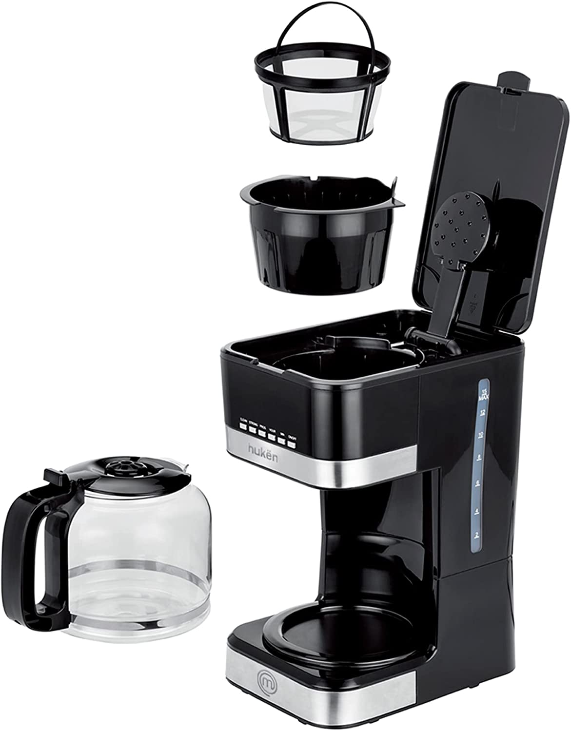 Masterchef by Hukën Cafetera inteligente 12 tazas Programable Pantalla digital 900 W Modelo MK-DCM-12P