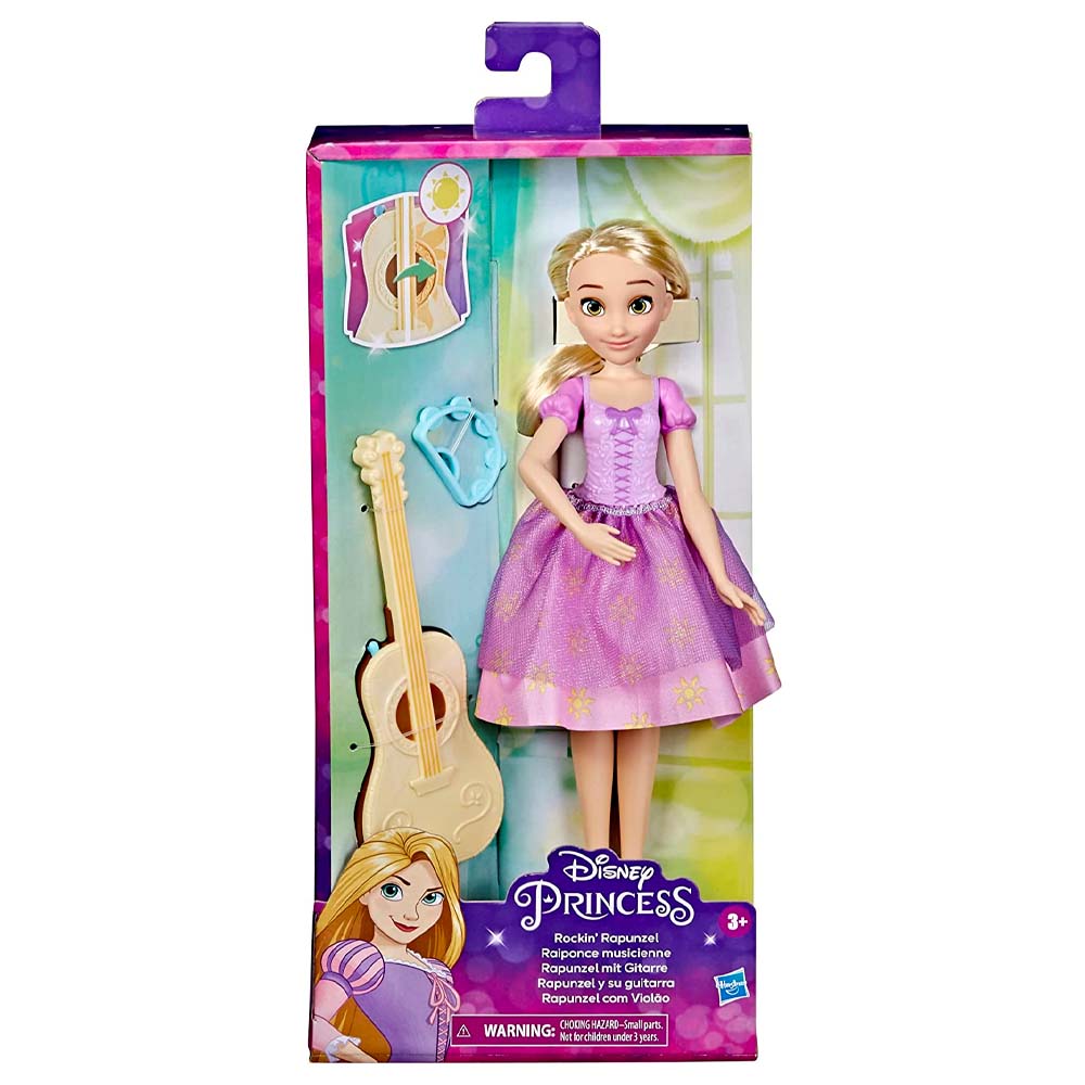 Muñeca Princesa de Disney Hasbro Rapunzel y su guitarra que cambia de color con la luz del sol F3391