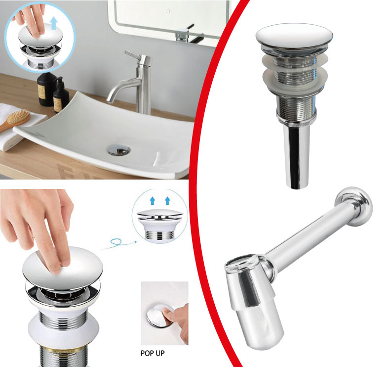 Contra Push Y Cespol Para Lavabo Metal Cromo