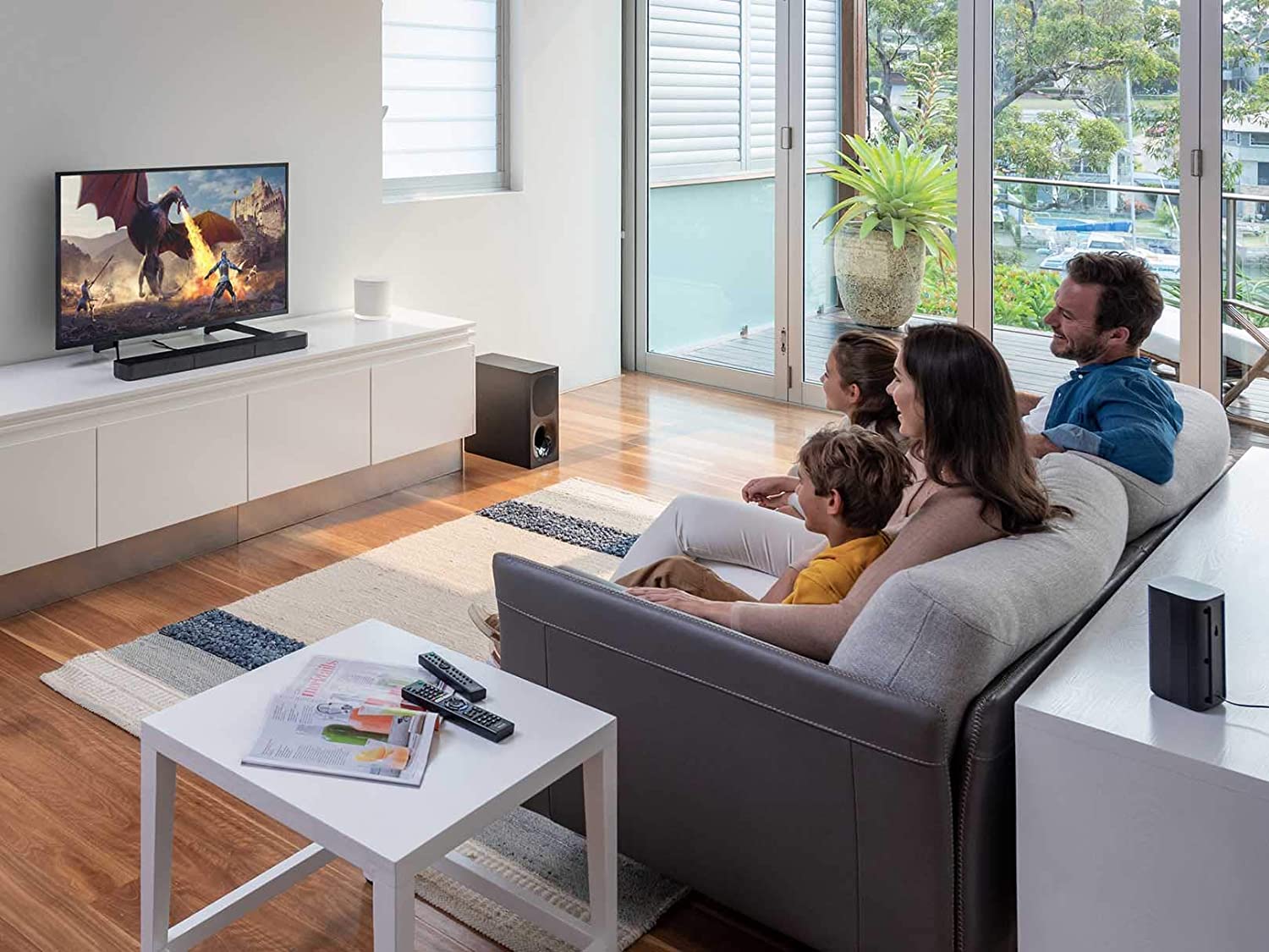 Sistema de teatro en casa de 5.1 canales con barra de sonido HT-S20R