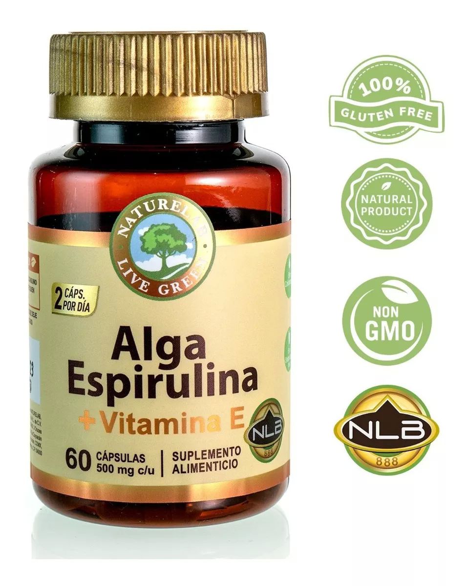 Alga Espirulina + Vitamina E - 60 Cápsulas - Naturelab 