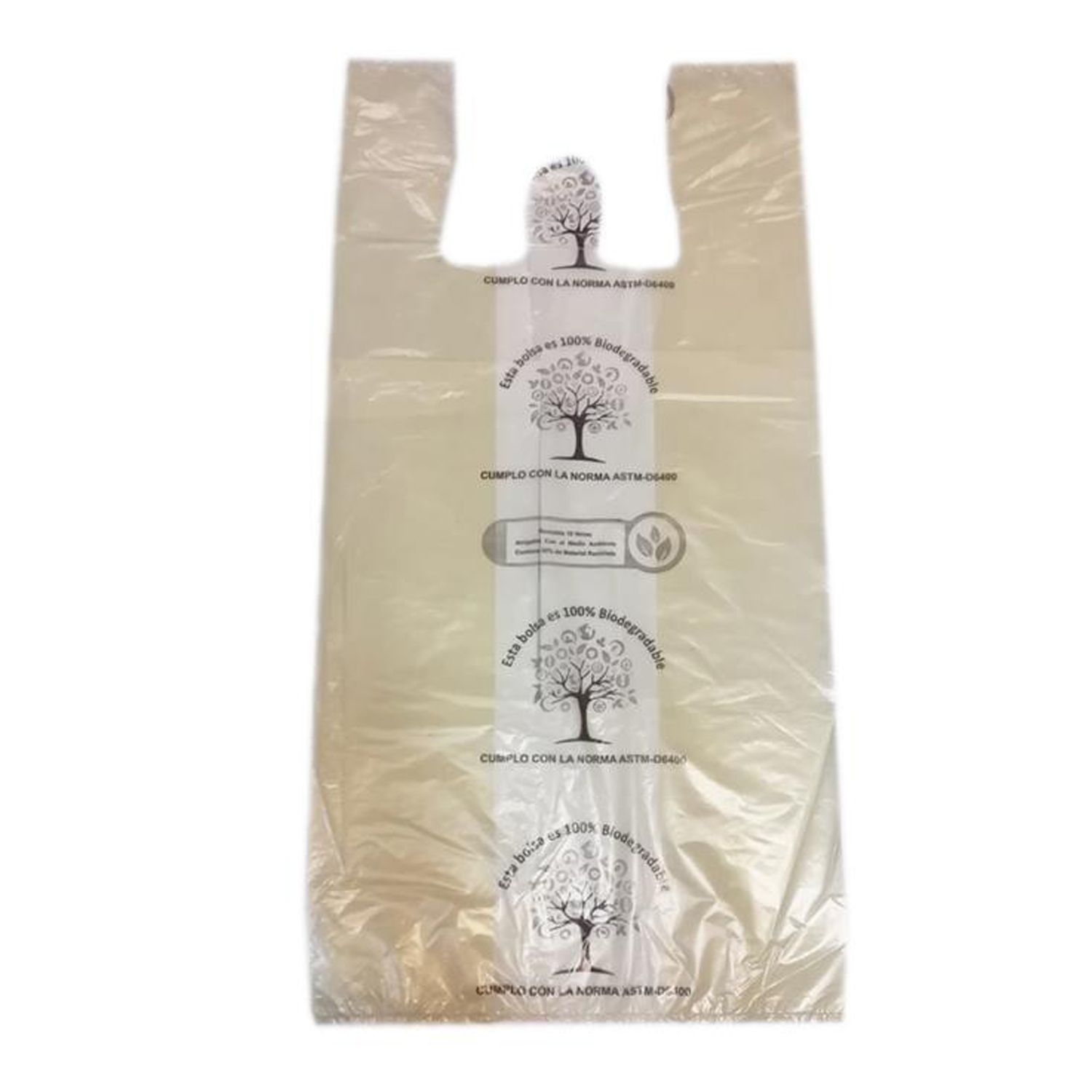 Bolsas de Plástico Biodegradable MXBAG-001 1Kg 8 12x8 12x1" Base x Alto x Ancho Biodegradable Beige, RecyBag