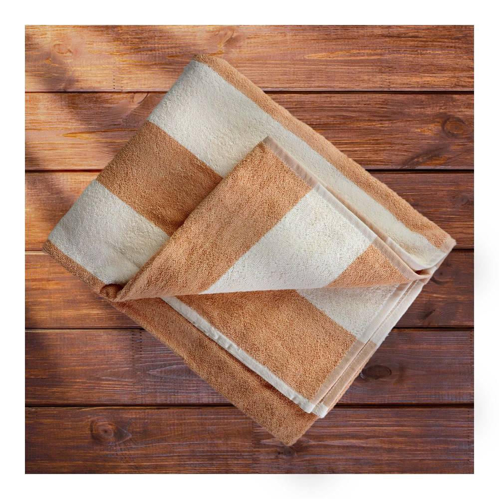 La Josefina Toalla rayada para Playa o Alberca grande, 3 Piezas, 170x90 cm (Modelo beige)