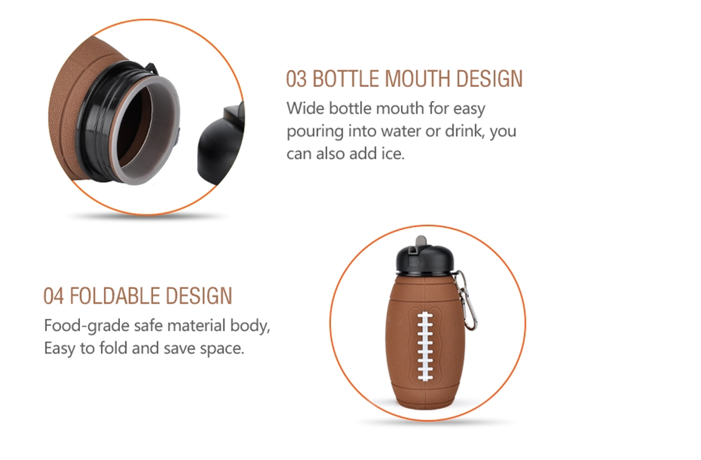 Botella Balon Plegable Para Agua, Botella Deporte Futbol Americano NFL, Portable y Reusable
