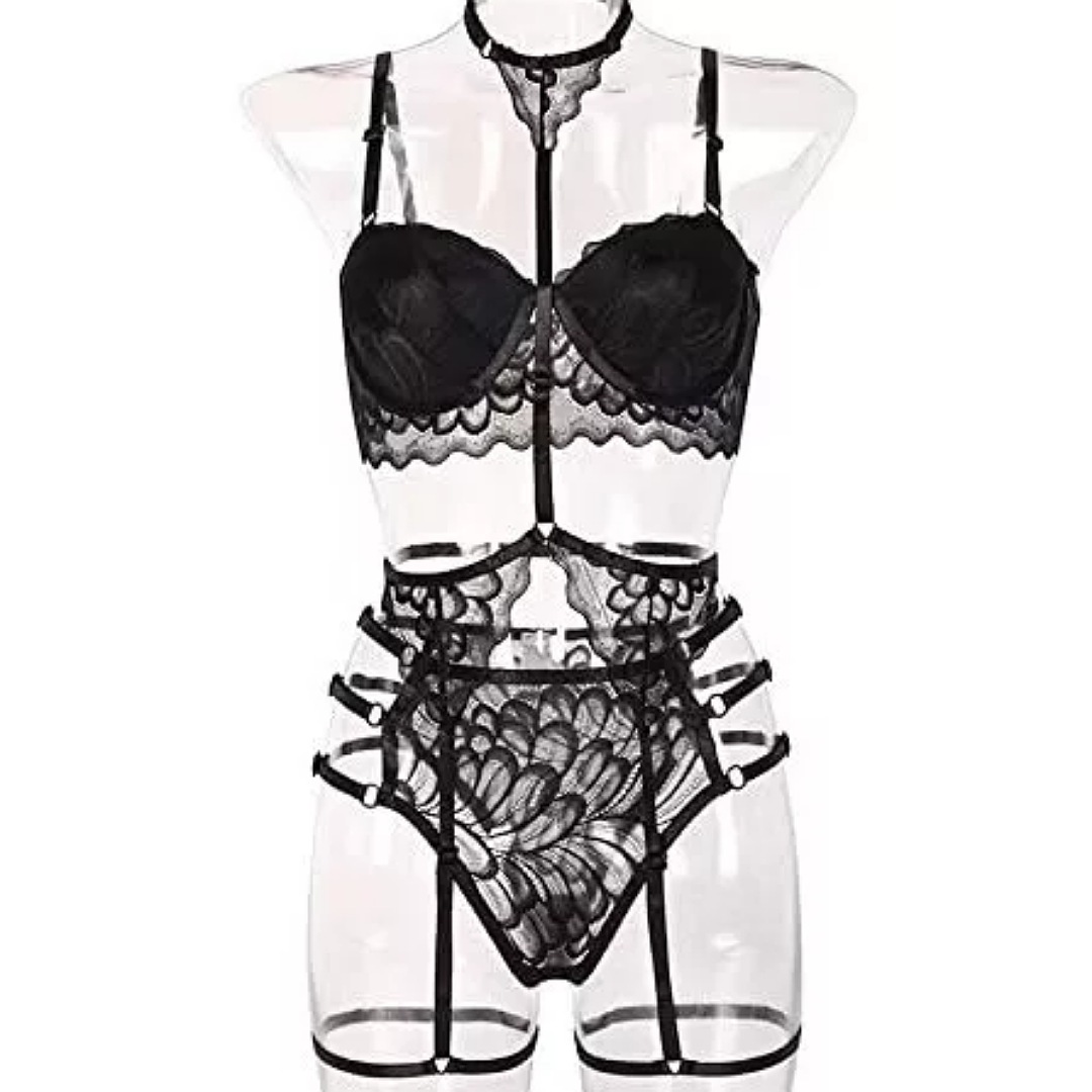 Lenceria Para Mujer Conjuntos Con Encaje Con Cuello Halter Talla L. Marca Lyperla 