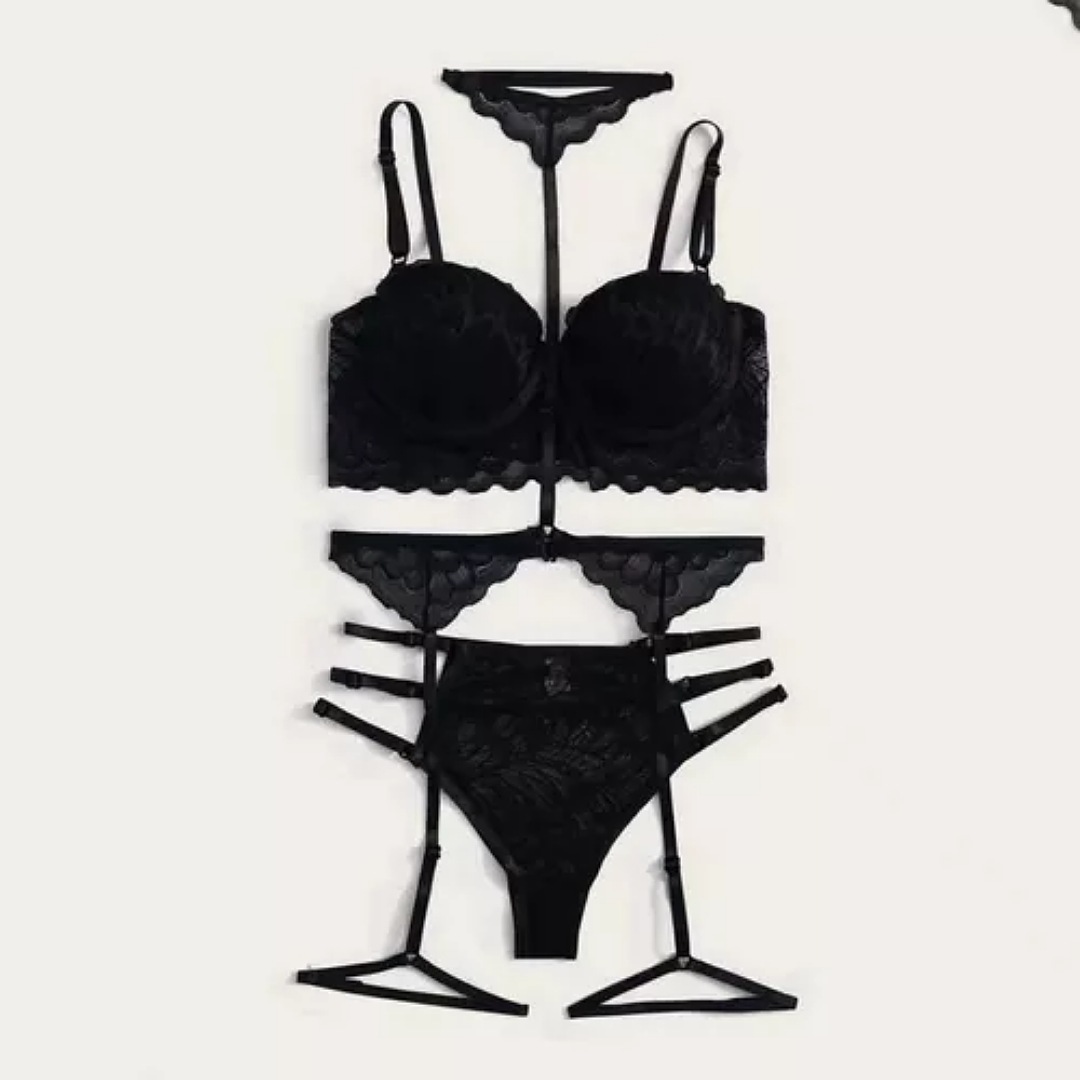 Lenceria Para Mujer Conjuntos Con Encaje Con Cuello Halter Talla L. Marca Lyperla 