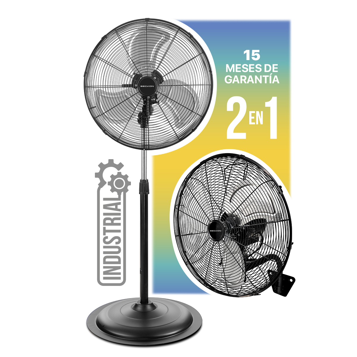 Ventilador de pedestal pared 2 en 1 uso rudo industrial bodega eventos 50cm Beckon