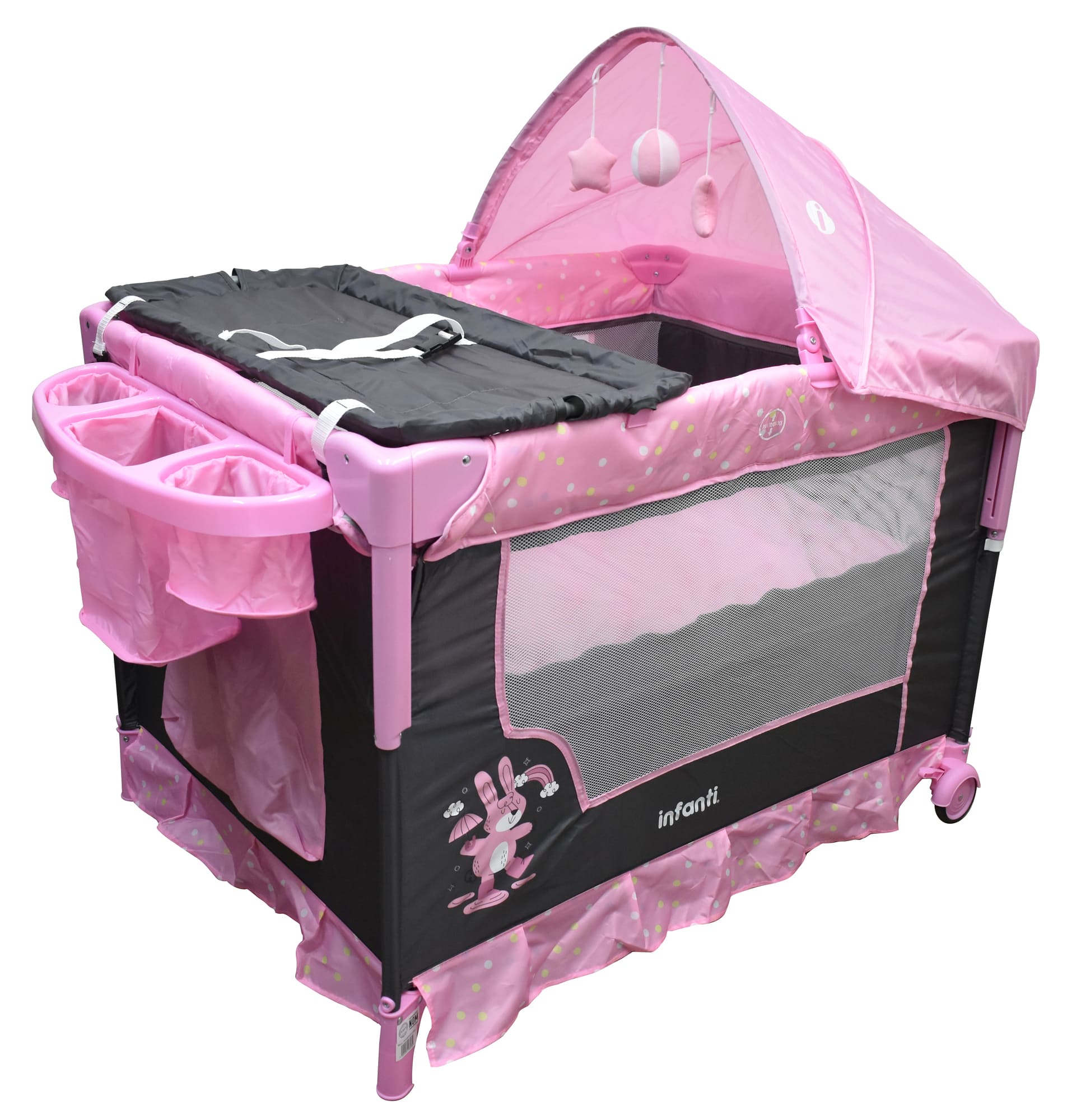 Cuna Corral Para Bebé Infanti Silver Colecho Plegable Rosa