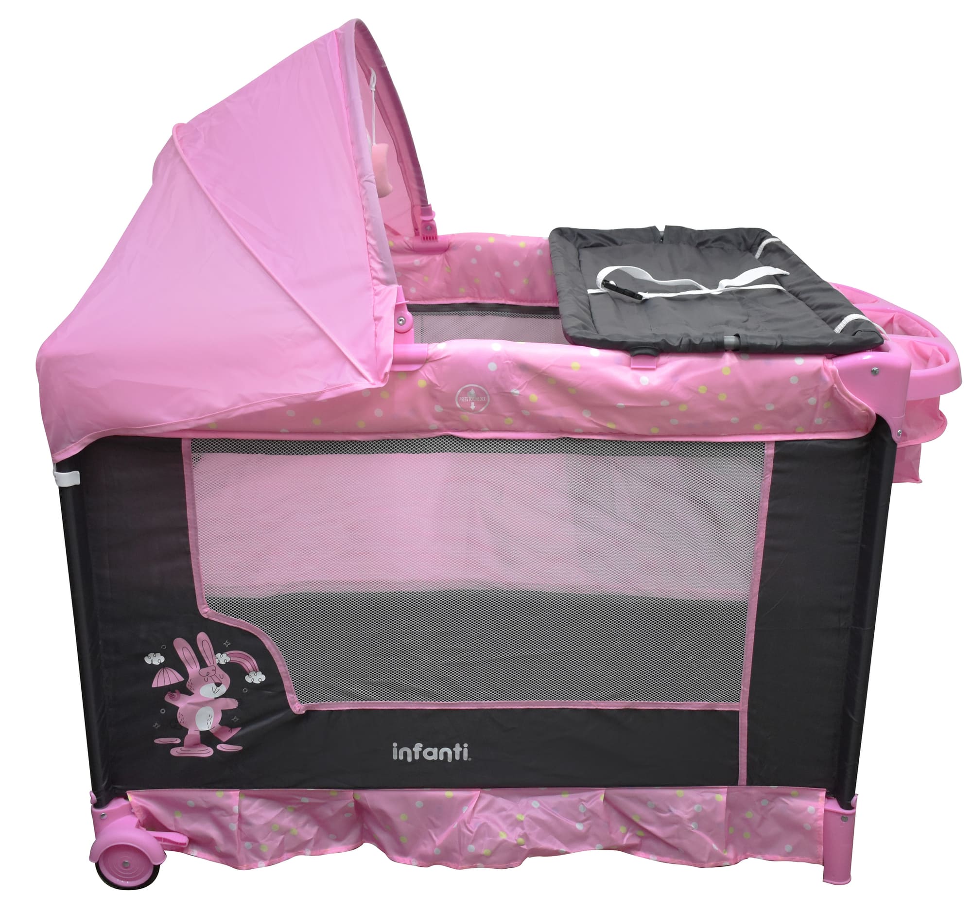 Cuna Corral Para Bebé Infanti Silver Colecho Plegable Rosa