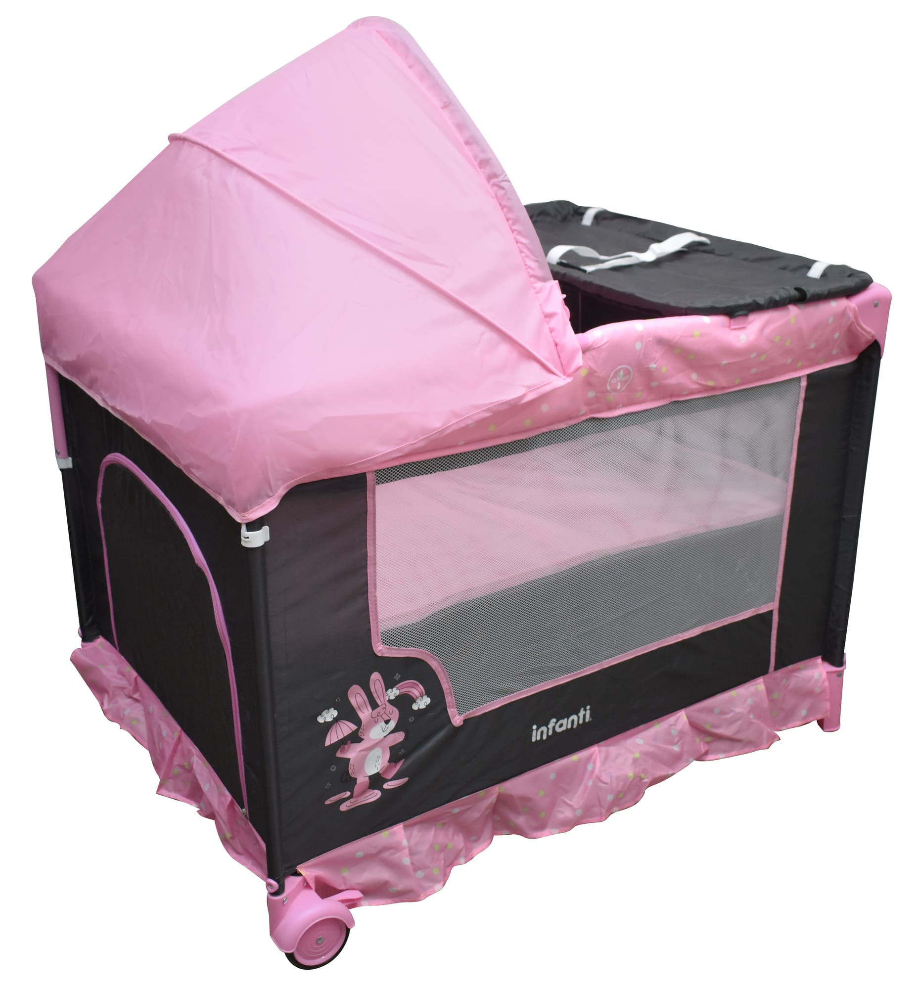 Cuna Corral Para Bebé Infanti Silver Colecho Plegable Rosa